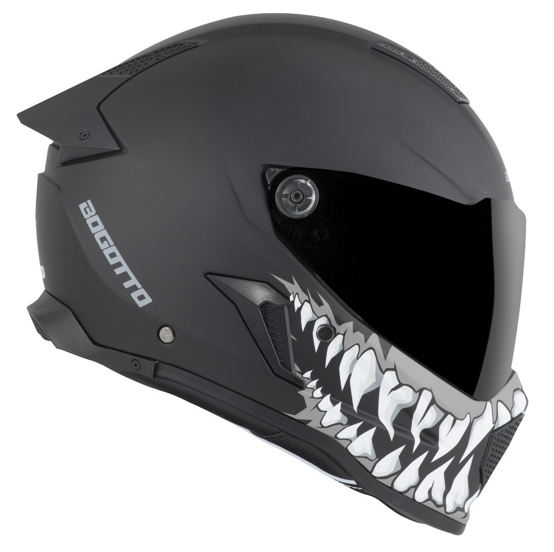 Bogotto Motorradhelm Rapto Jaws Helm, vorbereitet für Kommunikationssystem
