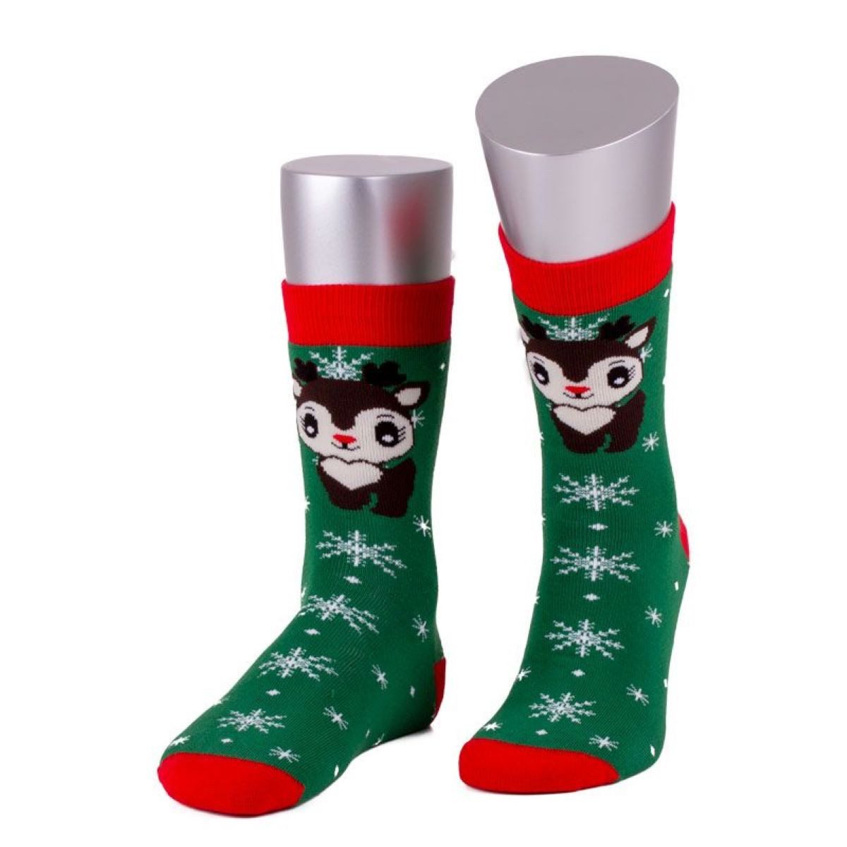 Toker Collection® Freizeitsocken Weihnachtssocken - "Rentier", "Weihnachtsfrau", "Weihnachtsmann" (Pack, 1 Paar) eingestricktes Rentier