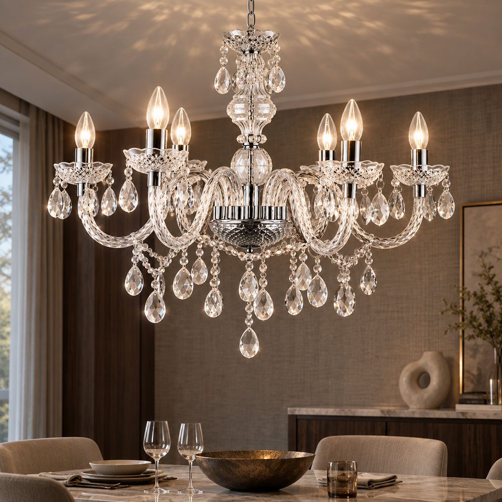 GLOBO LIGHTING Kronleuchter, Leuchtmittel inklusive, Warmweiß, LED Kronleuchter Decken- Hänge- Pendel- Lampe Design Leuchte Wohn-