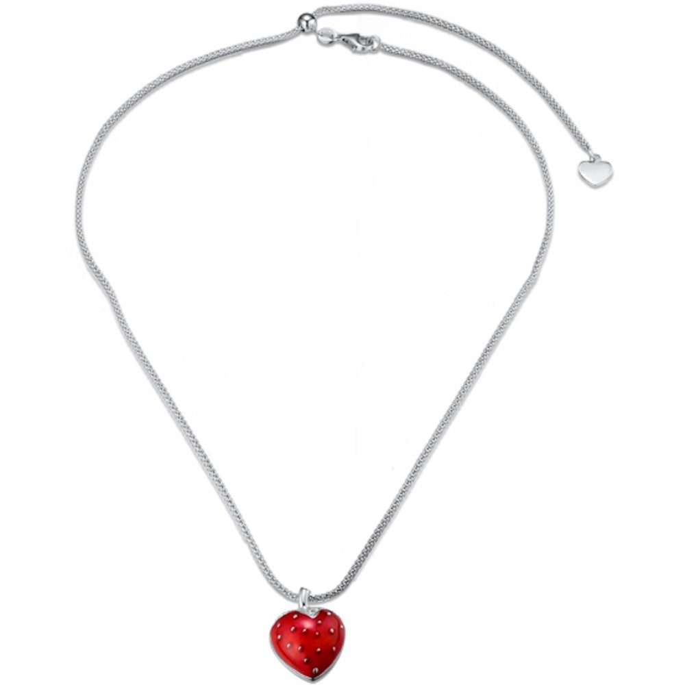 Zirkonia Anhänger Erdbeere Kette Anhänger mit mit Anhänger Emaille, mit Secretforyou Silberkette Halskette Halskette