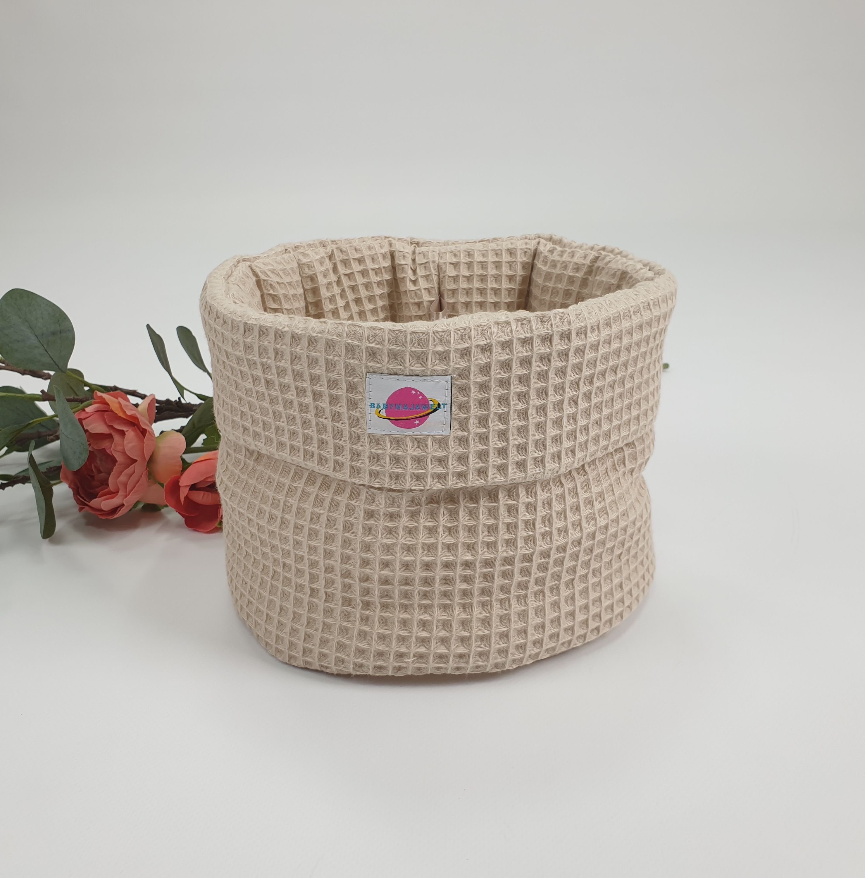 Babymajawelt Aufbewahrungskorb Stoffkorb Waffel Organizer Utensilio - Brötchenkorb, Spielzeug Midi (1x Stoffkorb), Weich, Waschbar, Praktisch am Wickeltisch, Made in EU