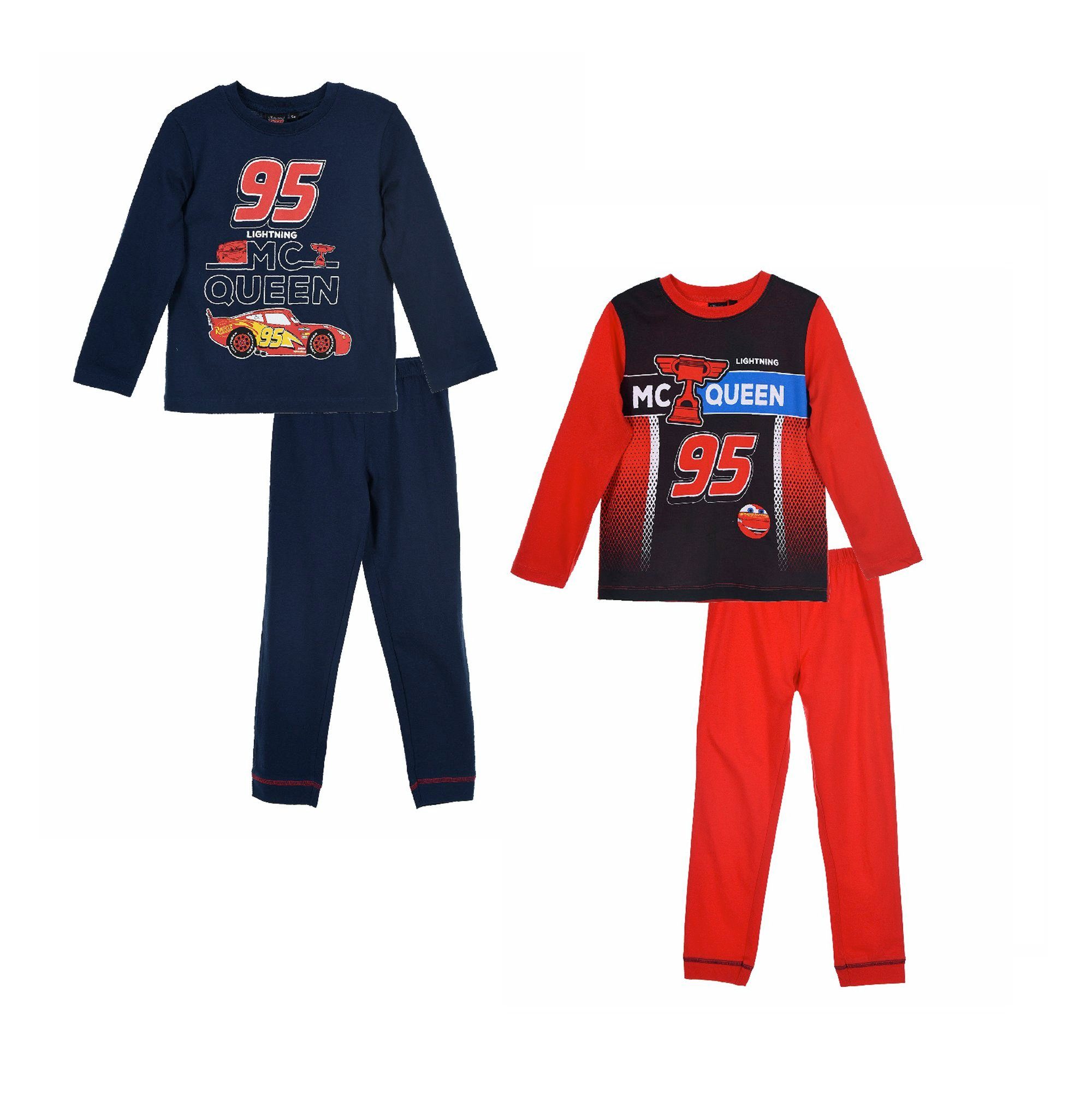 Disney Cars Schlafanzug Lightning McQueen Kinder tlg) (2 Pyjama Jungen Schlaf-Set Rot