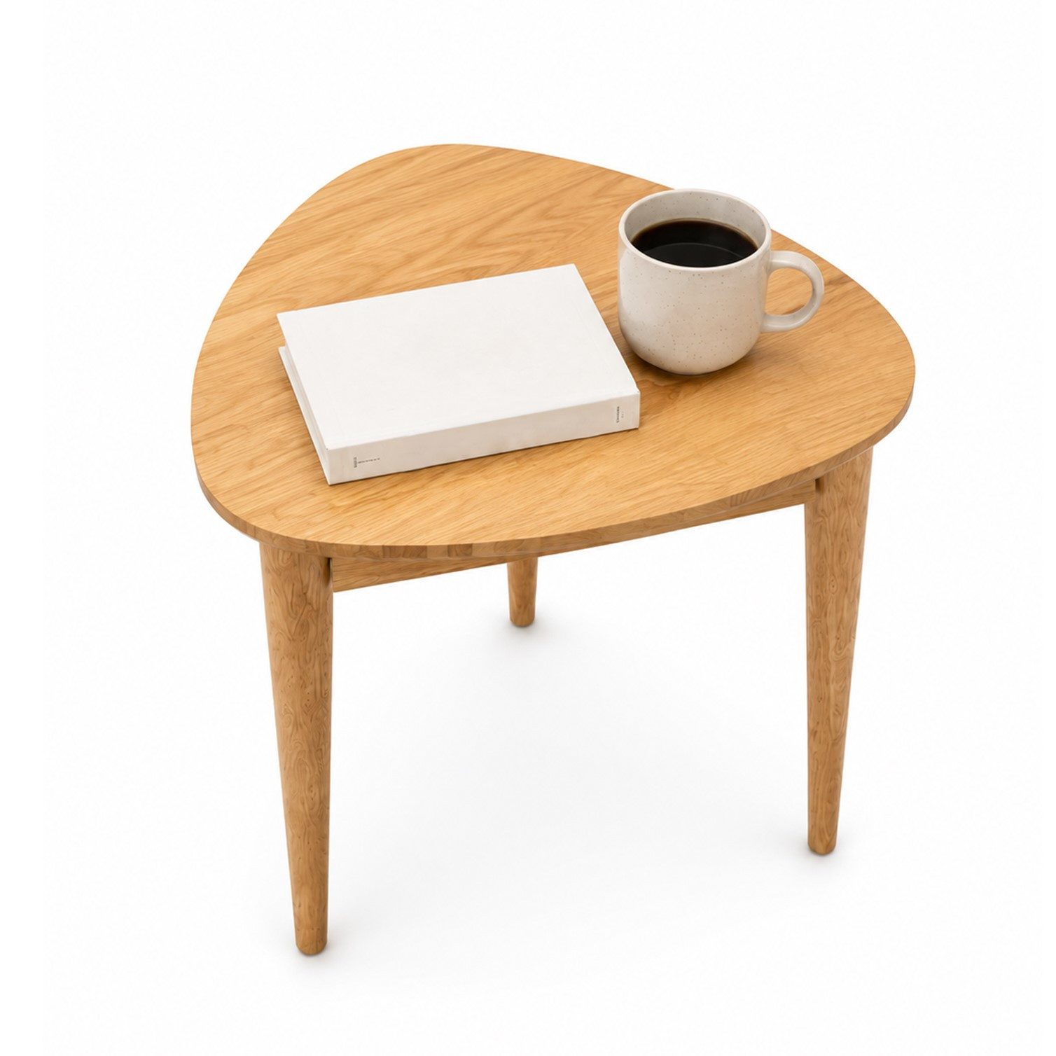 HOOZ Beistelltisch Bambus Sofatisch Dreieck abgerundet Natur – Couchtisch 42 x 41,5 cm (Einzelartikel, 1-St., bestehend aus einem Kaffeetisch), Stilvoller Satztisch aus Bambus für Wohnzimmer und Schlafzimmer
