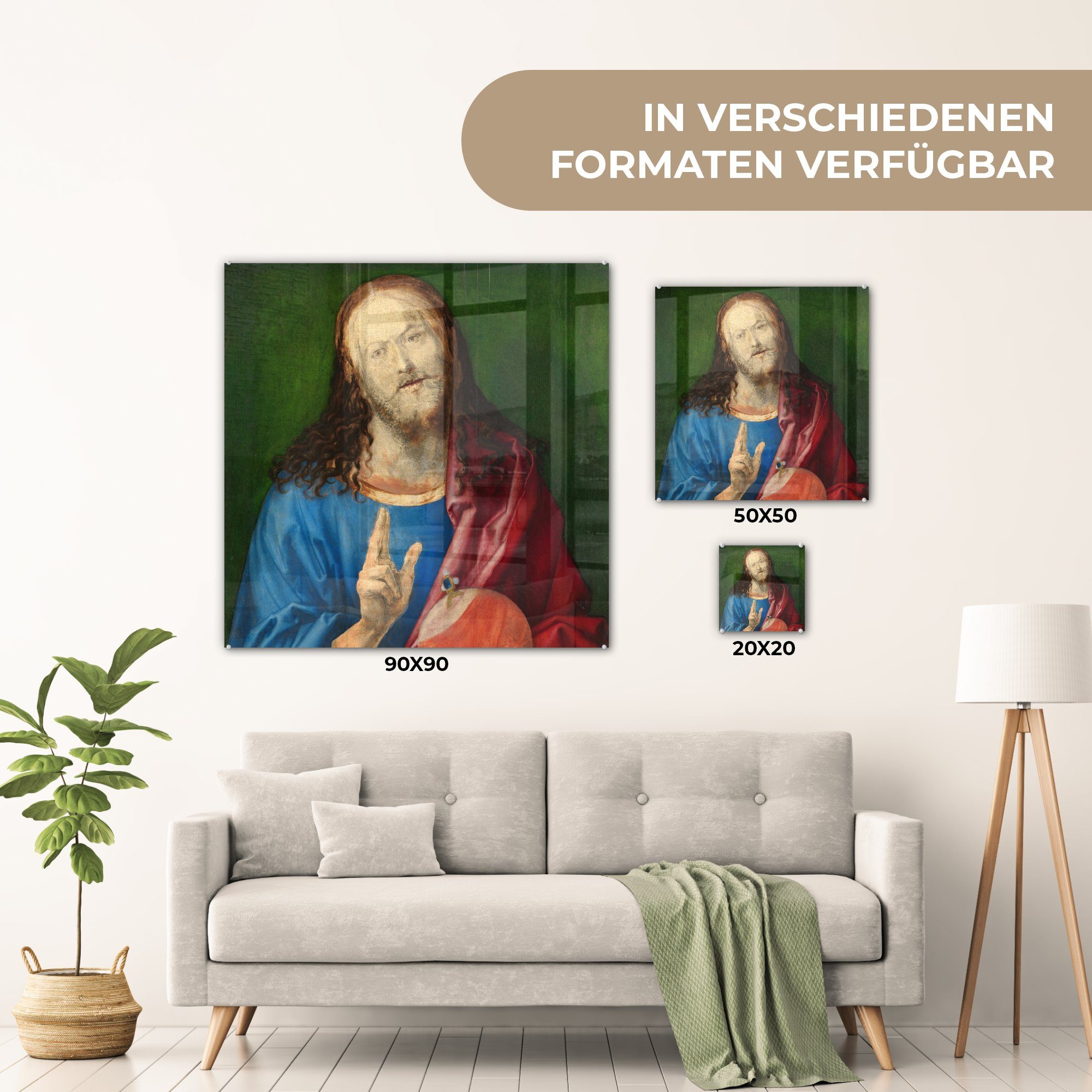 Glasbilder Glas Albrecht (1 St), Wandbild Acrylglasbild Glas Dürer, Bilder Foto Wanddekoration - Mundi - auf MuchoWow auf - Salvator -