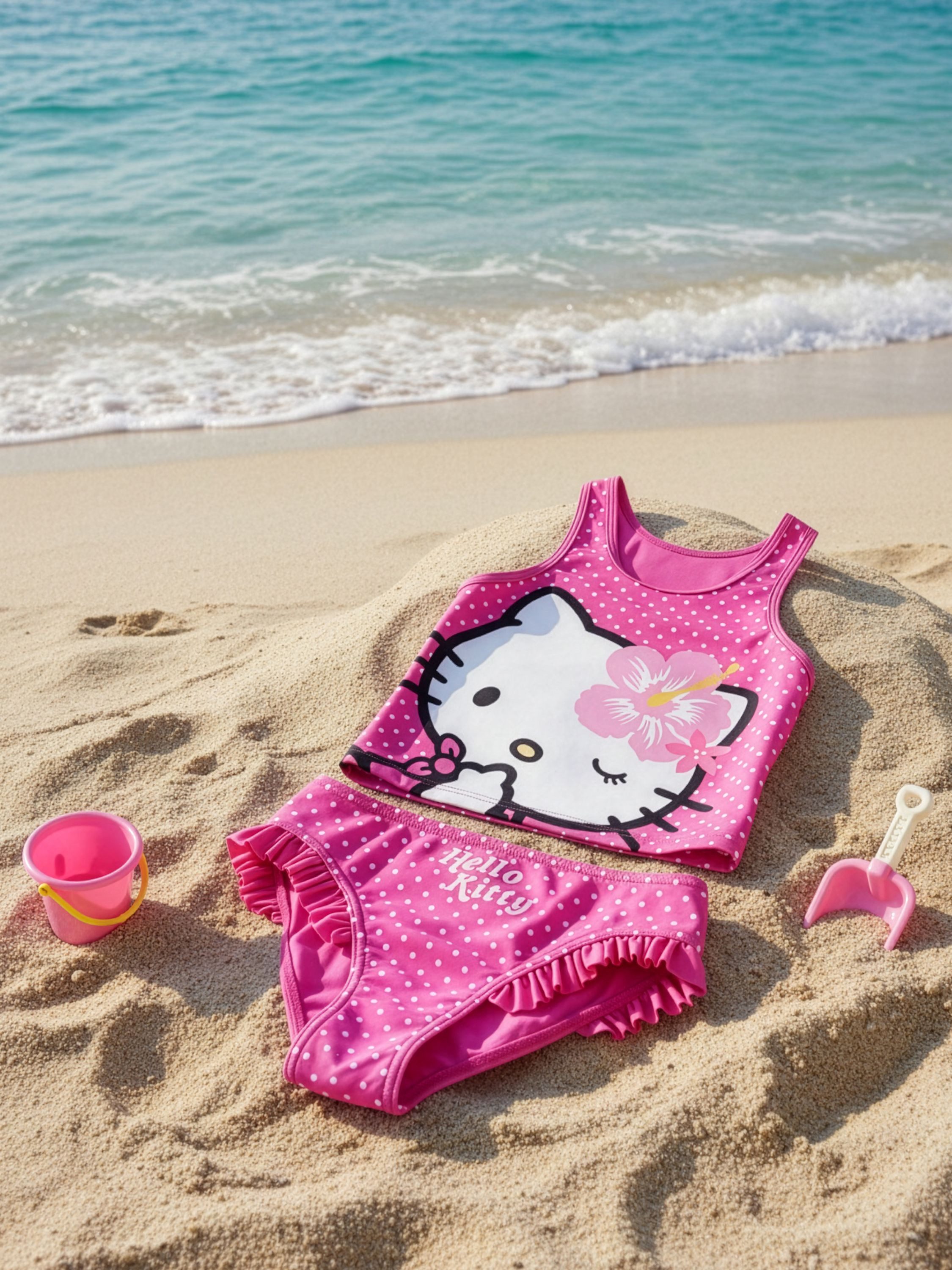 United Labels® Tankini Hello Kitty Tankini Badeanzug mit Rüschen Zweiteiler Schwimmanzug