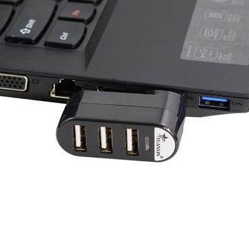 Bolwins O39 USB 2.0 Hub 3x Port Verteiler Adapter drehbar 180° für PC Laptop USB-Adapter
