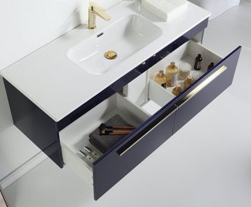 Faizee Möbel Badmöbel-Set badmöbel set, Königsblau komplett 5TLG 90 cm, (Komplett-Set, 5-St), Led beim Waschbecken-Unterschrank (TOUCH) Soft-Close-Mechanismus