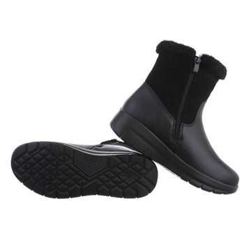 Ital-Design Damen Snowboots Freizeit Stiefelette Keilabsatz/Wedge Keilstiefeletten in Schwarz