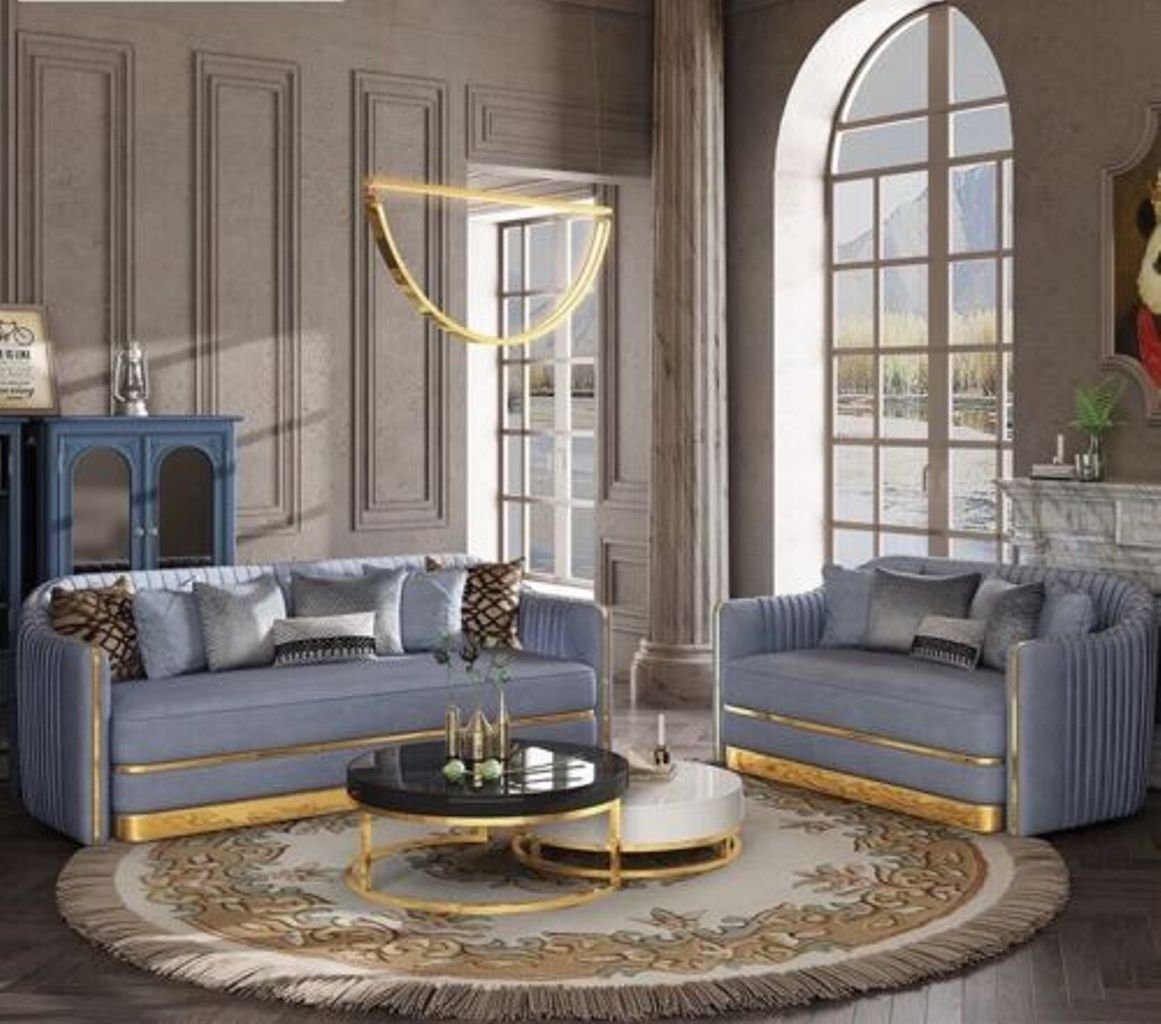 JVmoebel Wohnzimmer-Set, Design Sofa Polster Sitz Couch Garnitur 3+2+2 Sitzer Textil Couch | Wohnwände