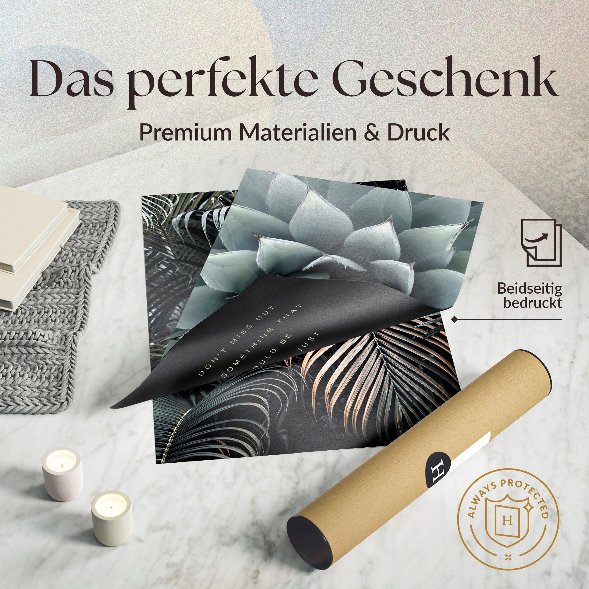 50x70 als Heimlich Beidseitig, Pflanzen cm, Greens, Set Botanical Bilder, Poster Deko Wohnzimmer