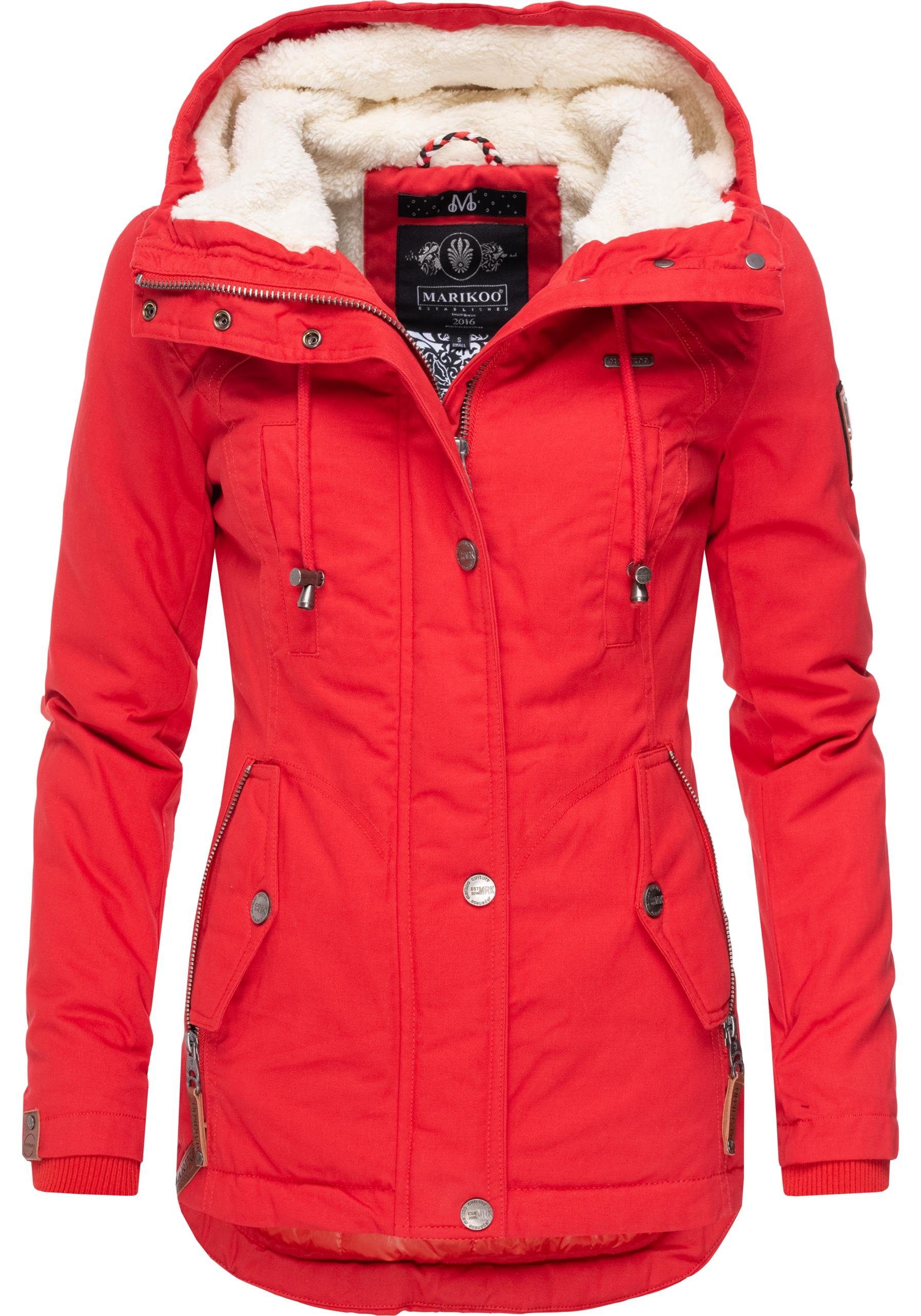 Marikoo Winterjacke Bikoo sportliche Damen Outdoor Baumwolljacke mit Kapuze