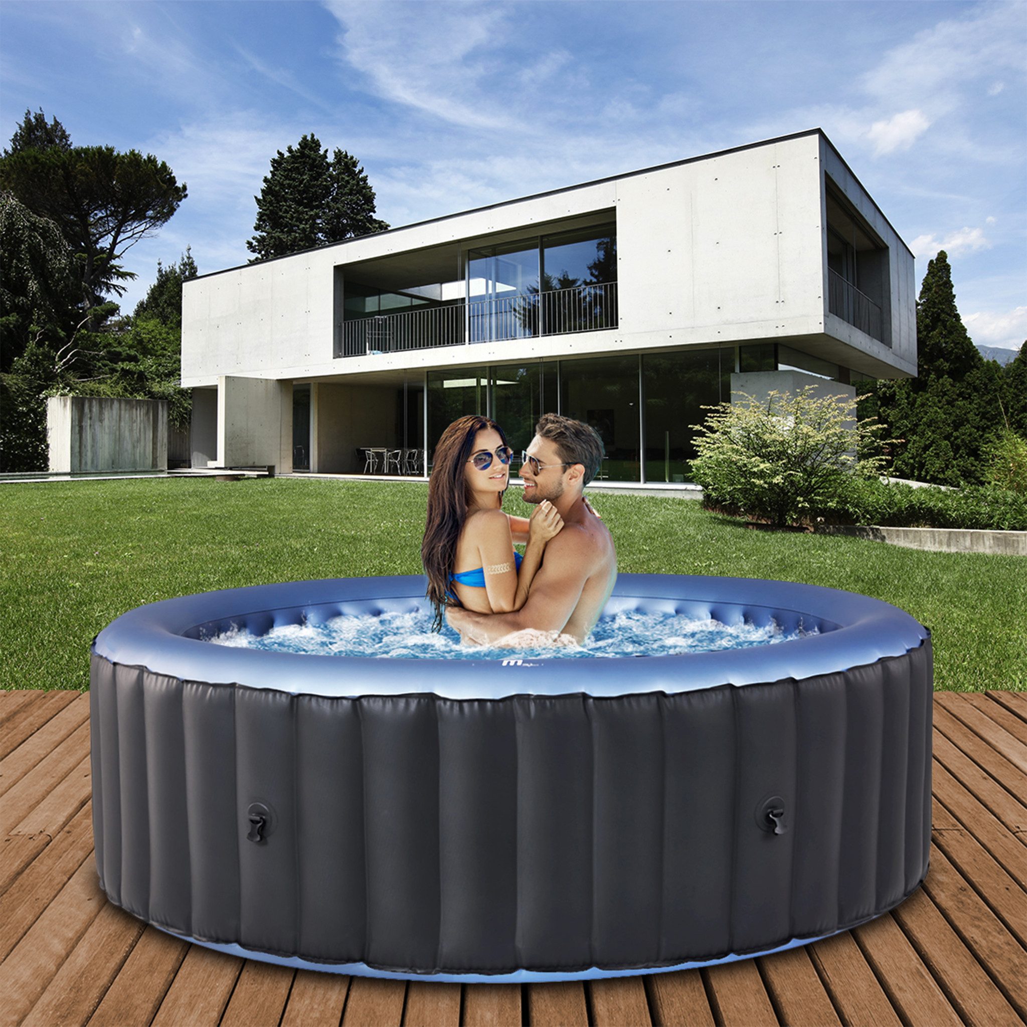 mSpa Whirlpool Whirlpool Comfort Bergen C-BE082, Whirlpool aufblasbar, 8 Personen, aufblasbarer Whirlpool, (Pool, Whirlpool, Whirlpool mit Luftdüsen, Whirlpool), aufblasbarer Whirlpool für 8 Personen, Whirlpool outdoor, Whirlpool