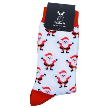 TwoSocks Freizeitsocken Lustige Weihnachtssocken 3 Paar Weihnachtsmann Socken, Einheitsgröße (3 Paar) 3er-Pack