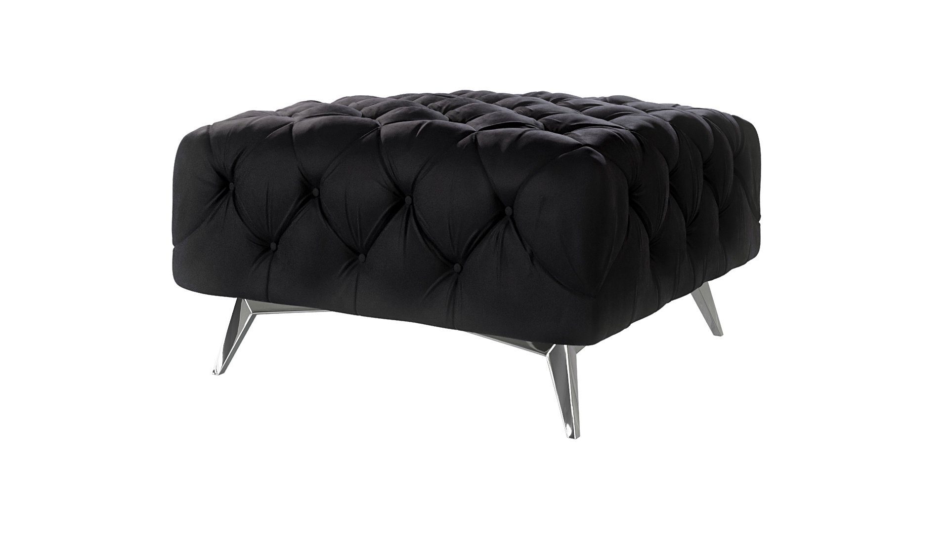 S-Style Möbel Polsterhocker Kalina mit silbernen Metall Füßen (1 St), mit Wellenfederung