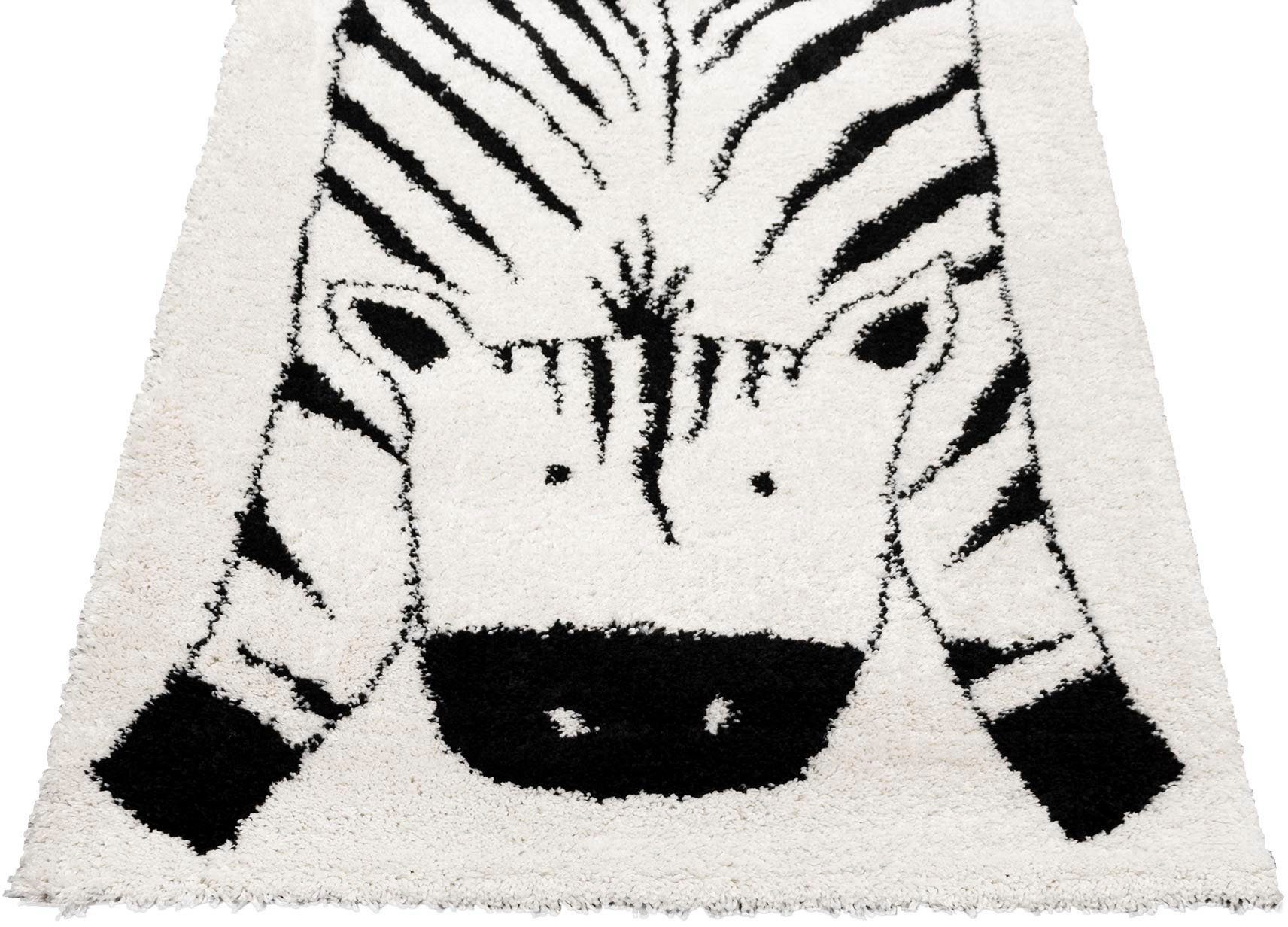 Primaflor-Ideen in Textil Kinderteppich NOMAD - Zebra, rechteckig, Höhe: 35 mm, Hochflor, Motiv Zebra, weich & kuschelig, Kinderzimmer