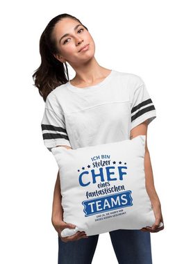 MoonWorks Dekokissen Kissenbezug Spruch Ich bin stolze/r Chefin/Chef eines fantastischen Teams Geschenk Chef/in Teamleiter/in Vorgesetzter Moonworks®