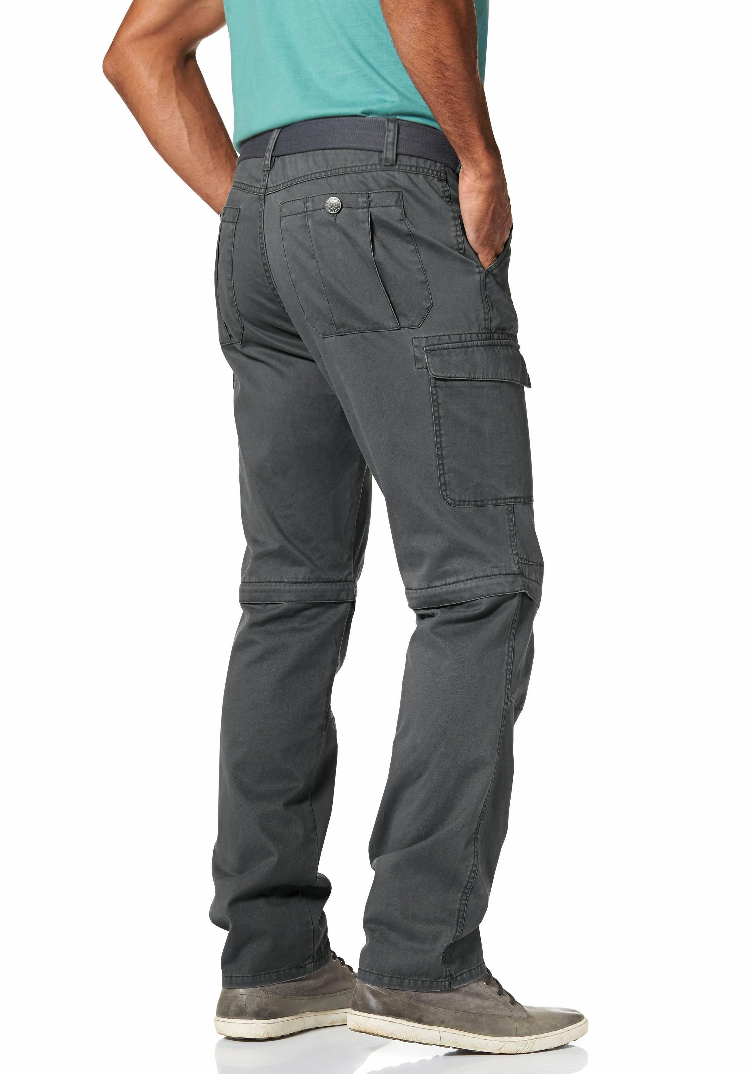 Man's grau Zip-Off Funktion Cargohose mit (Set, mit Gürtel) World