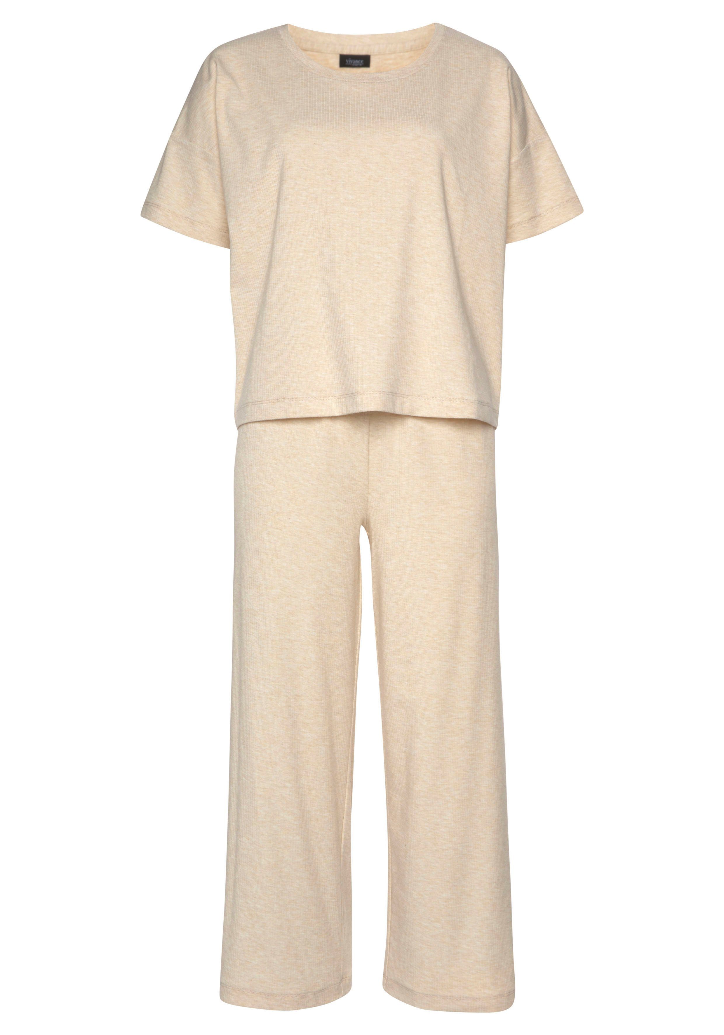 Vivance Dreams Pyjama (2 tlg) in weicher Ripp-Qualität günstig online kaufen