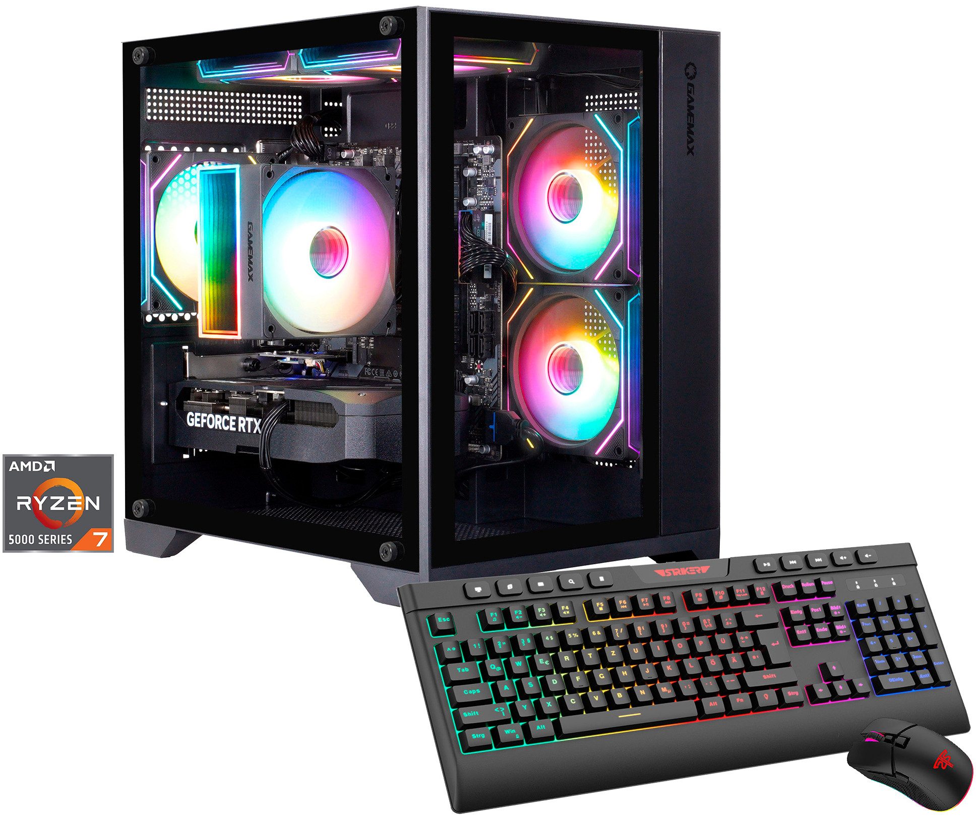 GAMEMAX Infinity Mini BK 8223 Gaming-PC (AMD Ryzen 7 5700X, GeForce RTX 5060, 16 GB RAM, 1000 GB SSD, Luftkühlung)