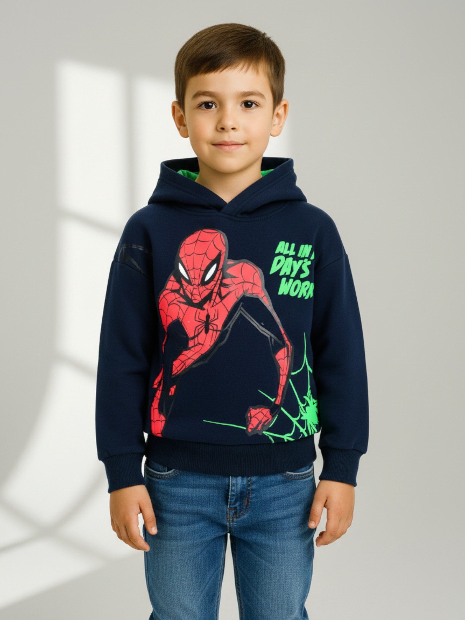 Spiderman Hoodie Marvel Jungen Kapuzenpullover Größe 98 -128 cm – Bild 5 von 5