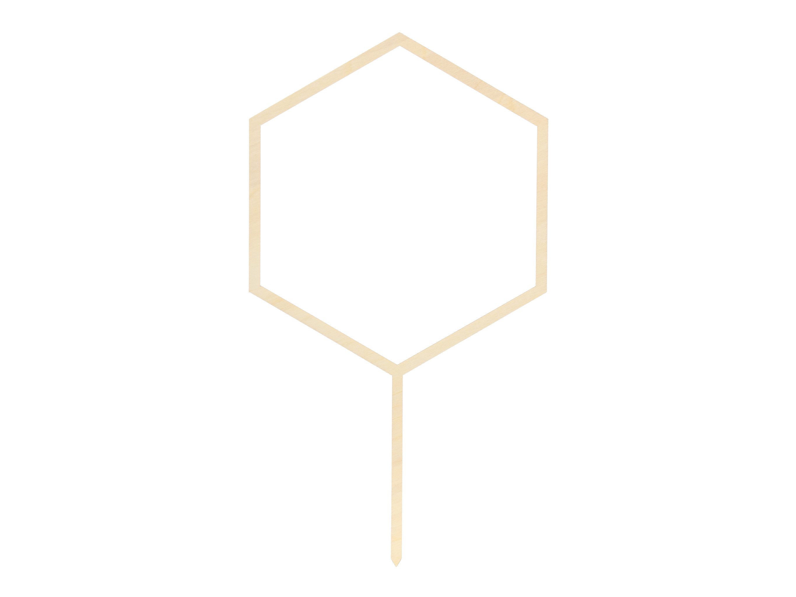 partydeco Tortenstecker, Cake Topper Hexagon Holz 24cm Natur