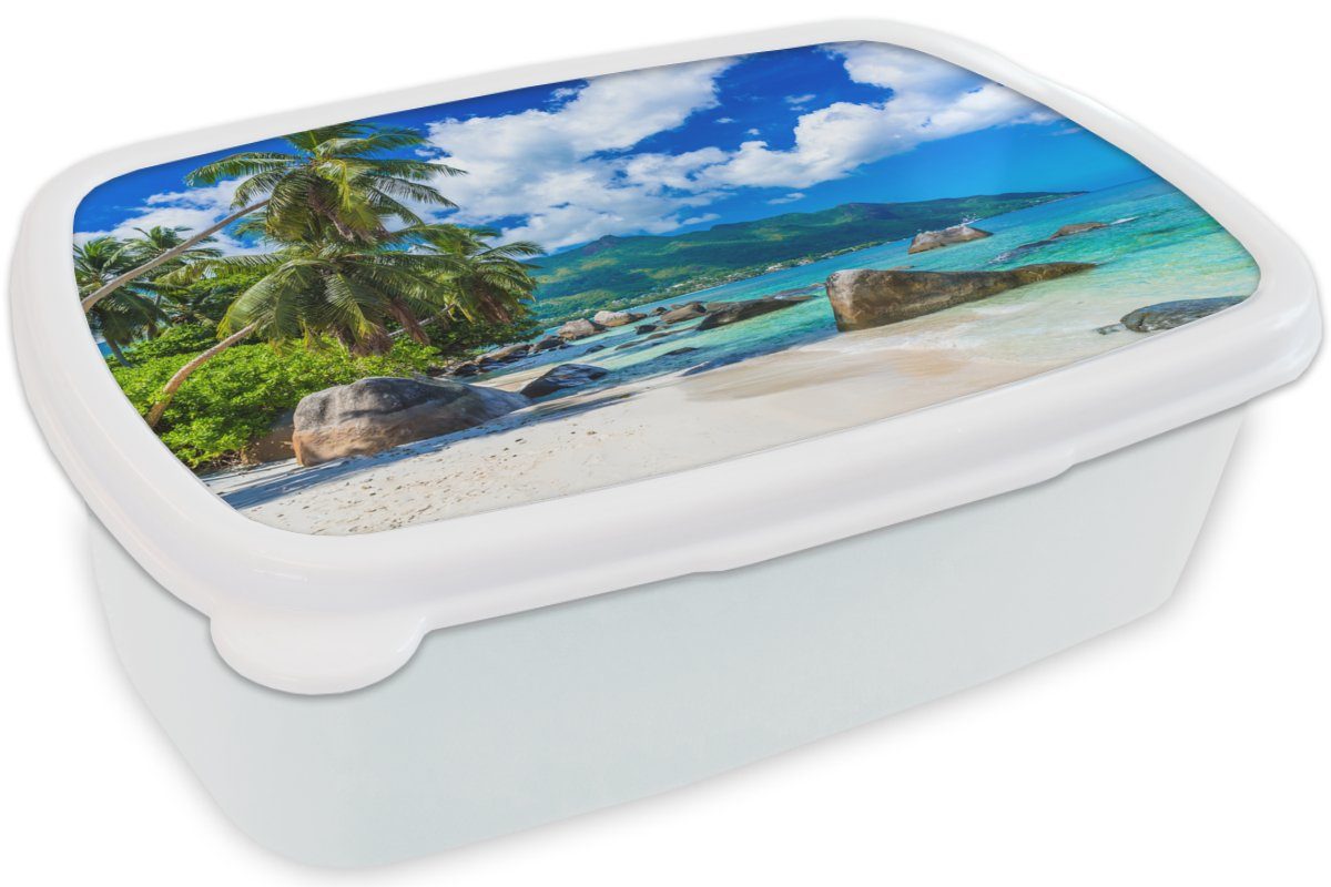 Tropisch, Mädchen Erwachsene, Kunststoff, und Brotbox Lunchbox (2-tlg), Strand Kinder Meer für Jungs und MuchoWow für weiß Brotdose, - -