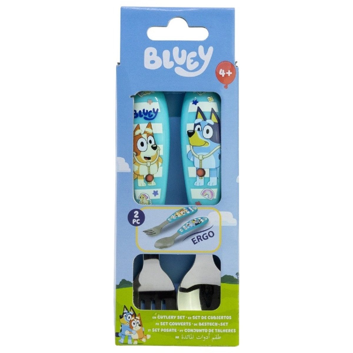Bluey Kinderbesteck Set 2-teilig – Löffel & Gabel mit Motivgriffen (2-tlg), 1 Personen