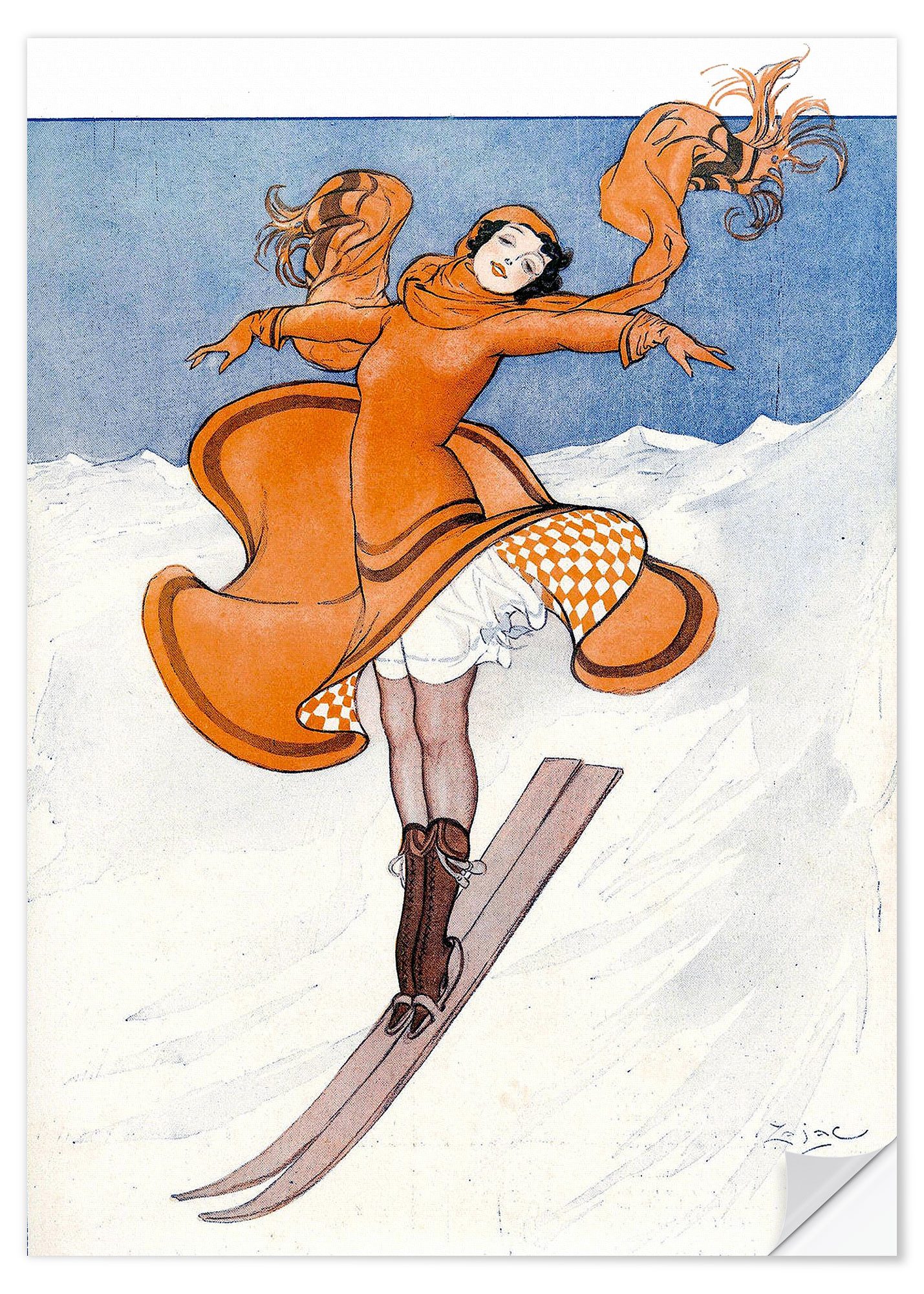 Posterlounge Wandfolie Vintage Ski Collection, Vintage Ski Madl, Vintage Illustration