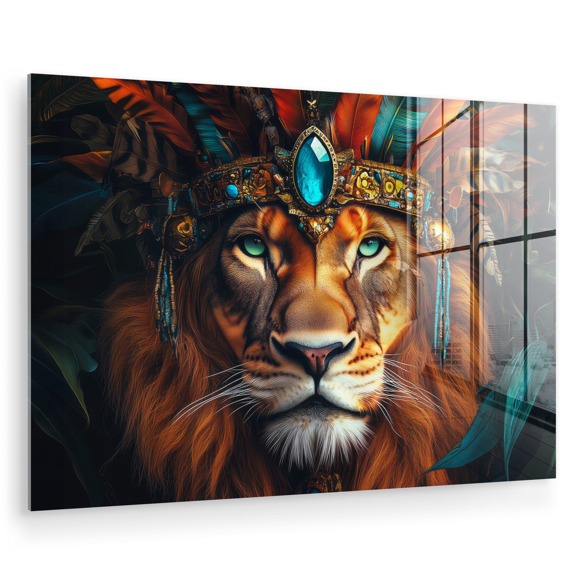 MuchoWow Acrylglasbild Löwe - Blätter - günstig online kaufen