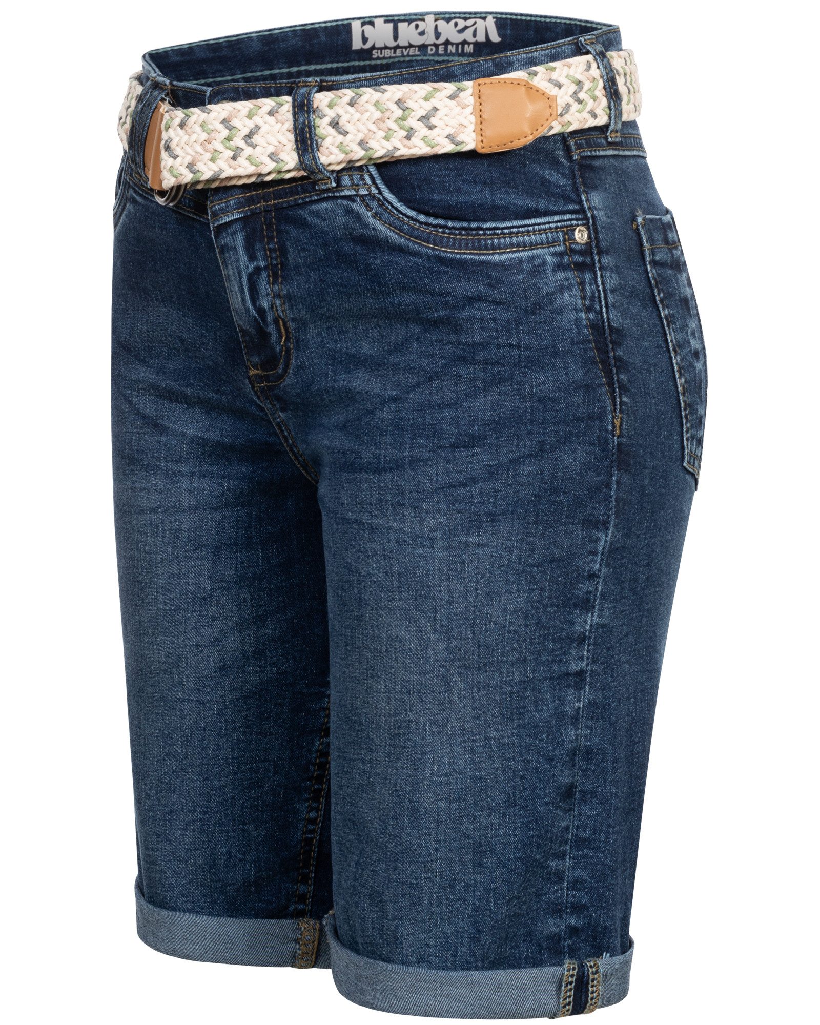 SUBLEVEL Bermudas Damen Jeans Shorts Bermuda Kurze Hose Shorts Short Denim Stretch Denim