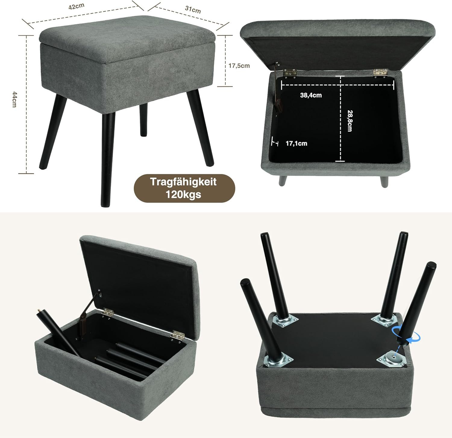 Zedelmaier Hocker Hocker schminktisch Fußhocker Schminkhocker Polsterhocker günstig online kaufen