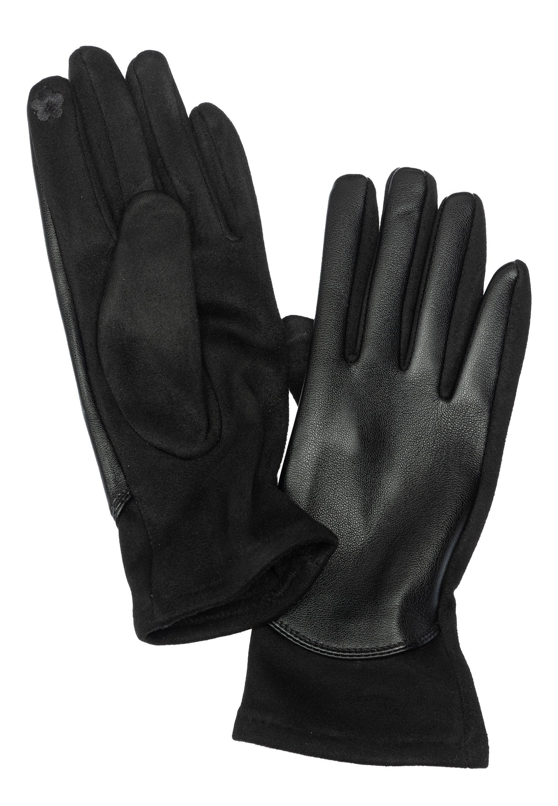 schwarz uni GLV016 Damen Strickhandschuhe Caspar klassisch Handschuhe elegante