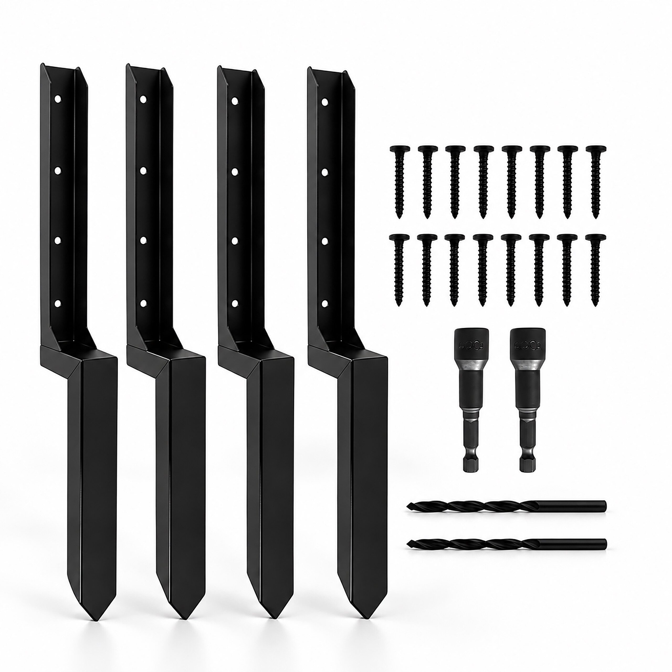 relaxdays Holz-Reparaturset Reparaturset für Zaunpfosten, 4-St., anthrazit., 4er-Pack