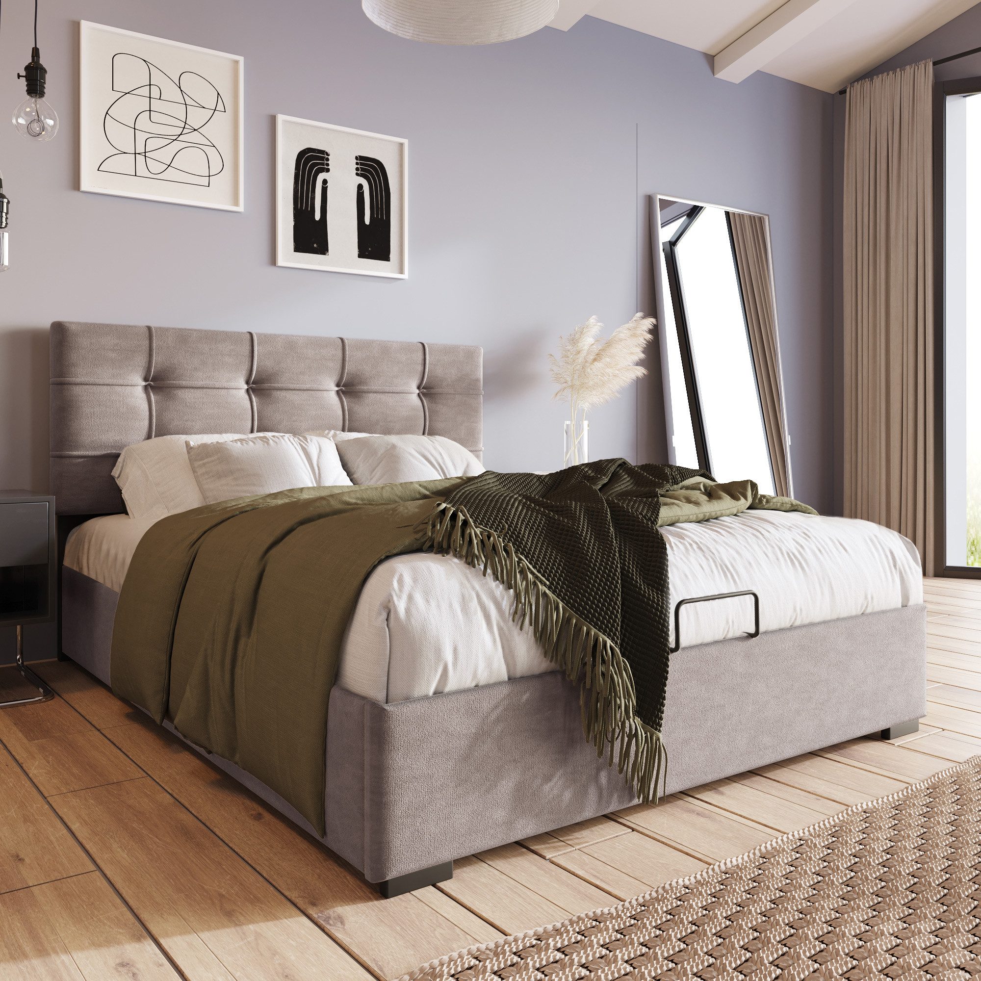 Flieks Polsterbett, Hydraulisches Einzelbett Stauraumbett 90x200cm Samt günstig online kaufen