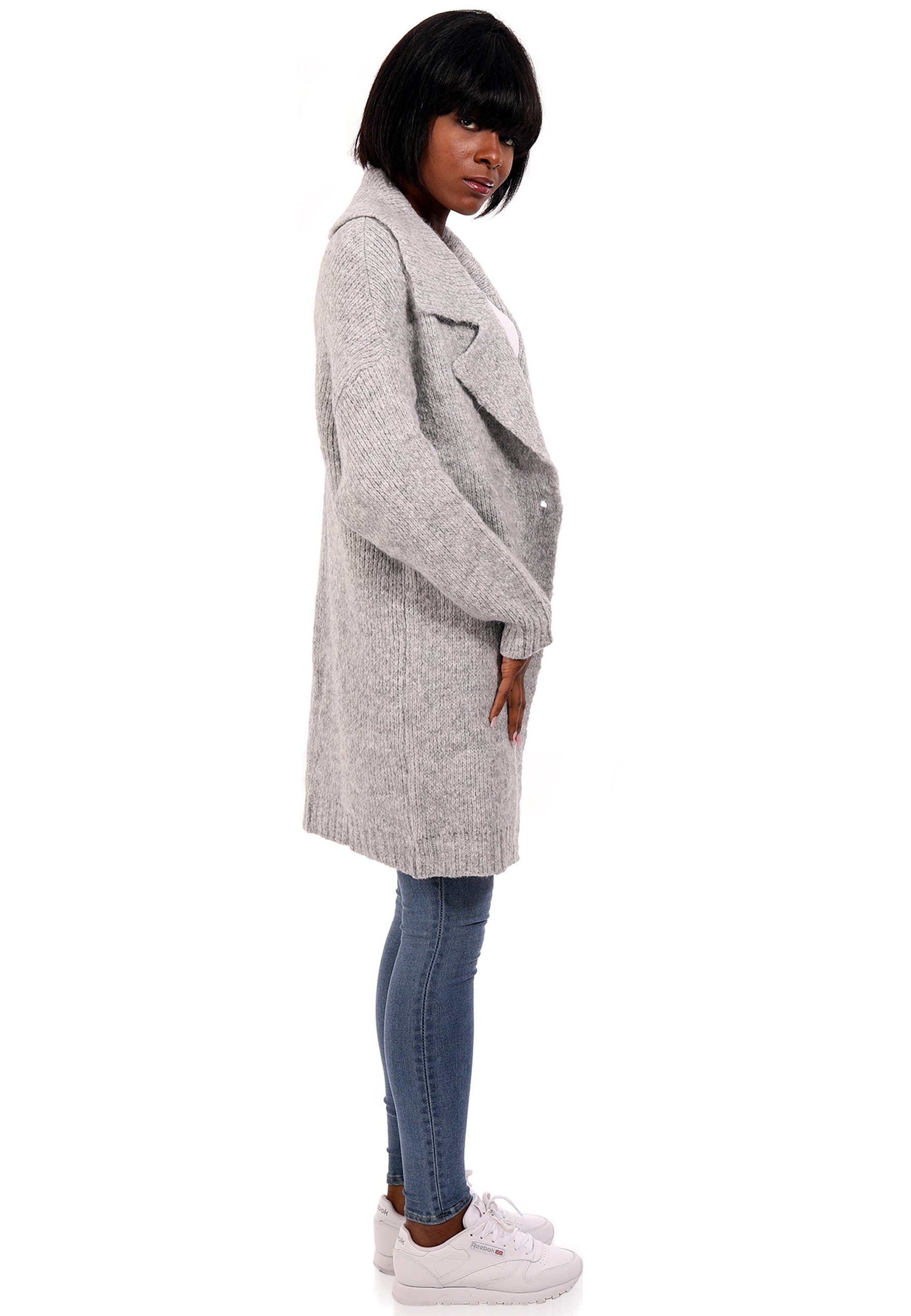 YC Fashion & Style Strickjacke Cardigan mit Schalkragen One Size (Kein Set, 1 -tlg) Basic grau