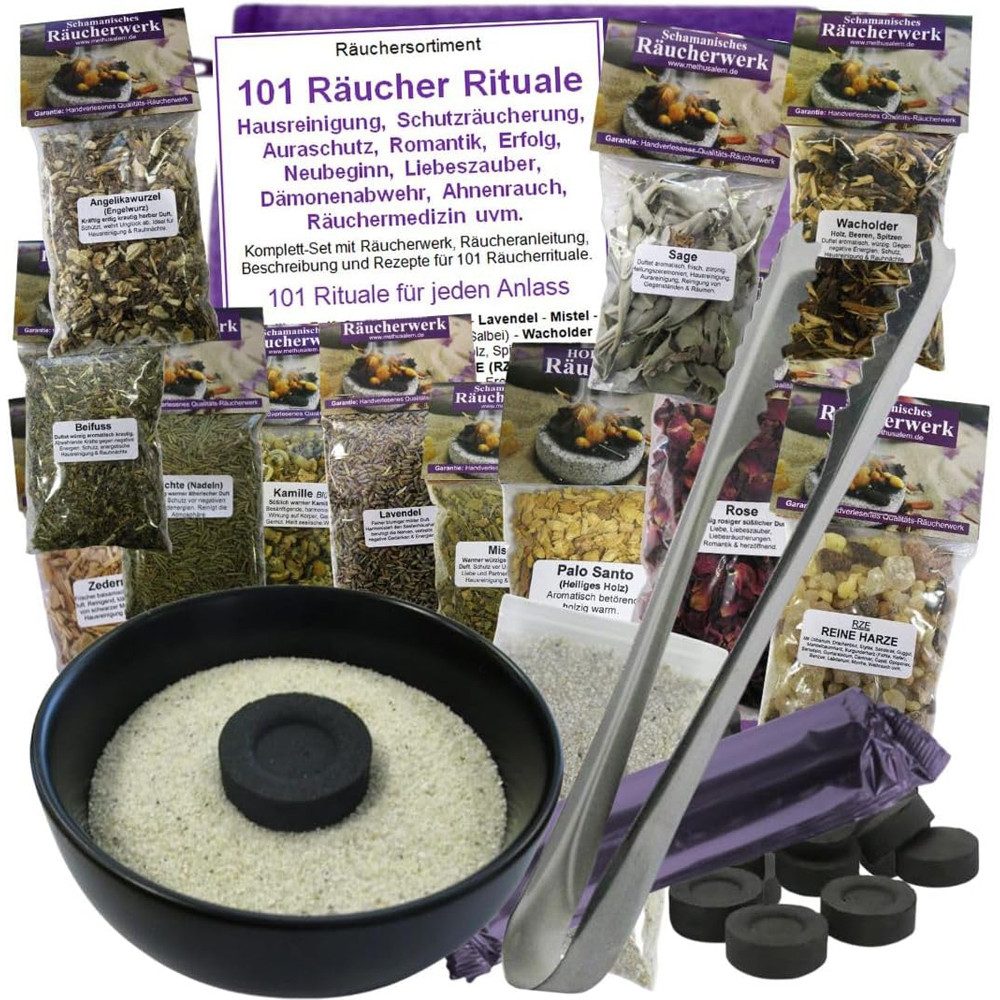 MyTobaQ Räucherschale Hausreinigung Räuchern - 20teiliges Räucher-Set 101 Rituale, Schutz., (1 St), Art. 81900-25SZ