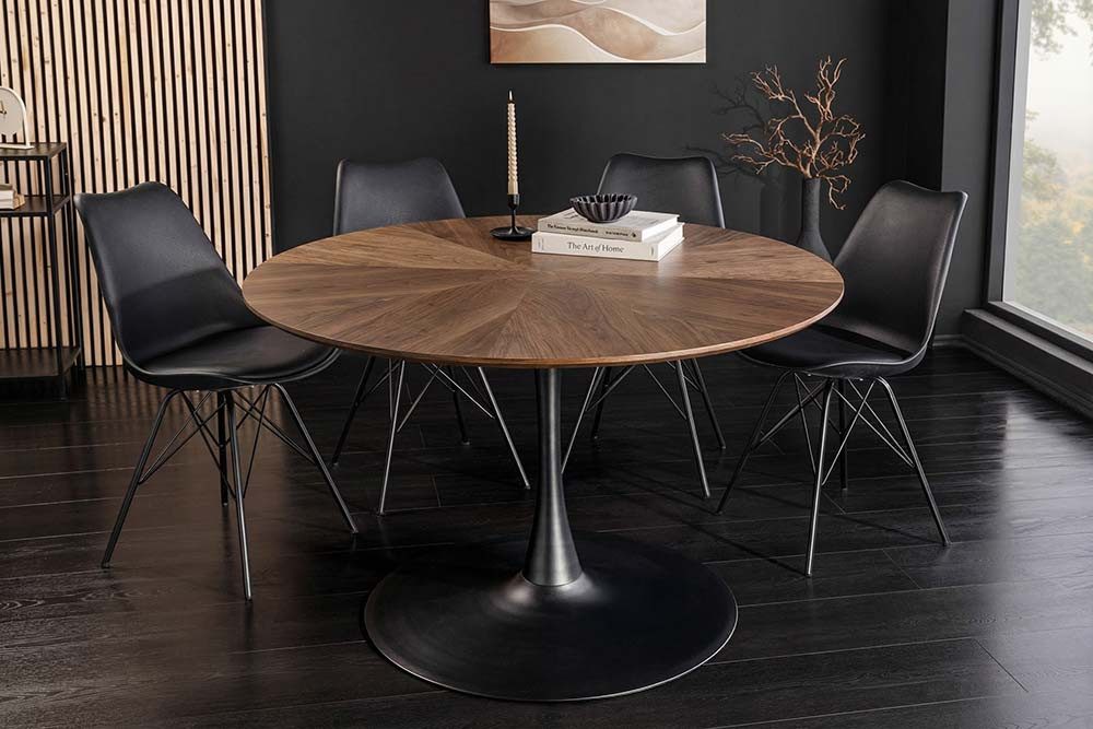 riess-ambiente Esstisch ATELIER 120cm braun/schwarz - Walnuss, Metall, Säulenfuß, 4 Personen (Einzelartikel, 1-St), furnierter Bistrotisch - ideal für Küche, Esszimmer, Wohnzimmer & Büro