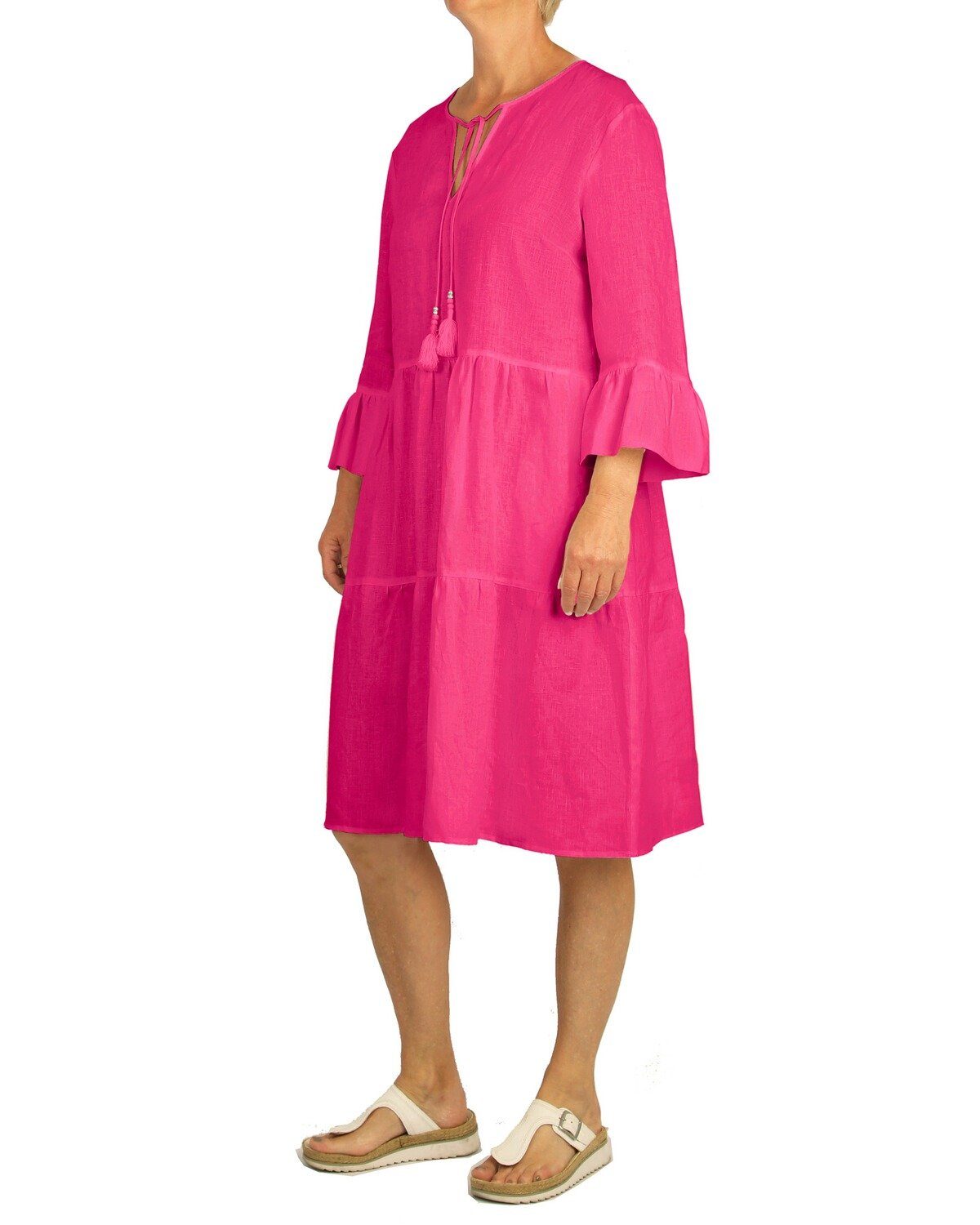 White Label Midikleid Leinen-Stufenkleid günstig online kaufen