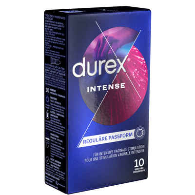 durex Kondome Intense Packung mit, 10 St., stimulierende Markenkondome für einen gemeinsamen Höhepunkt