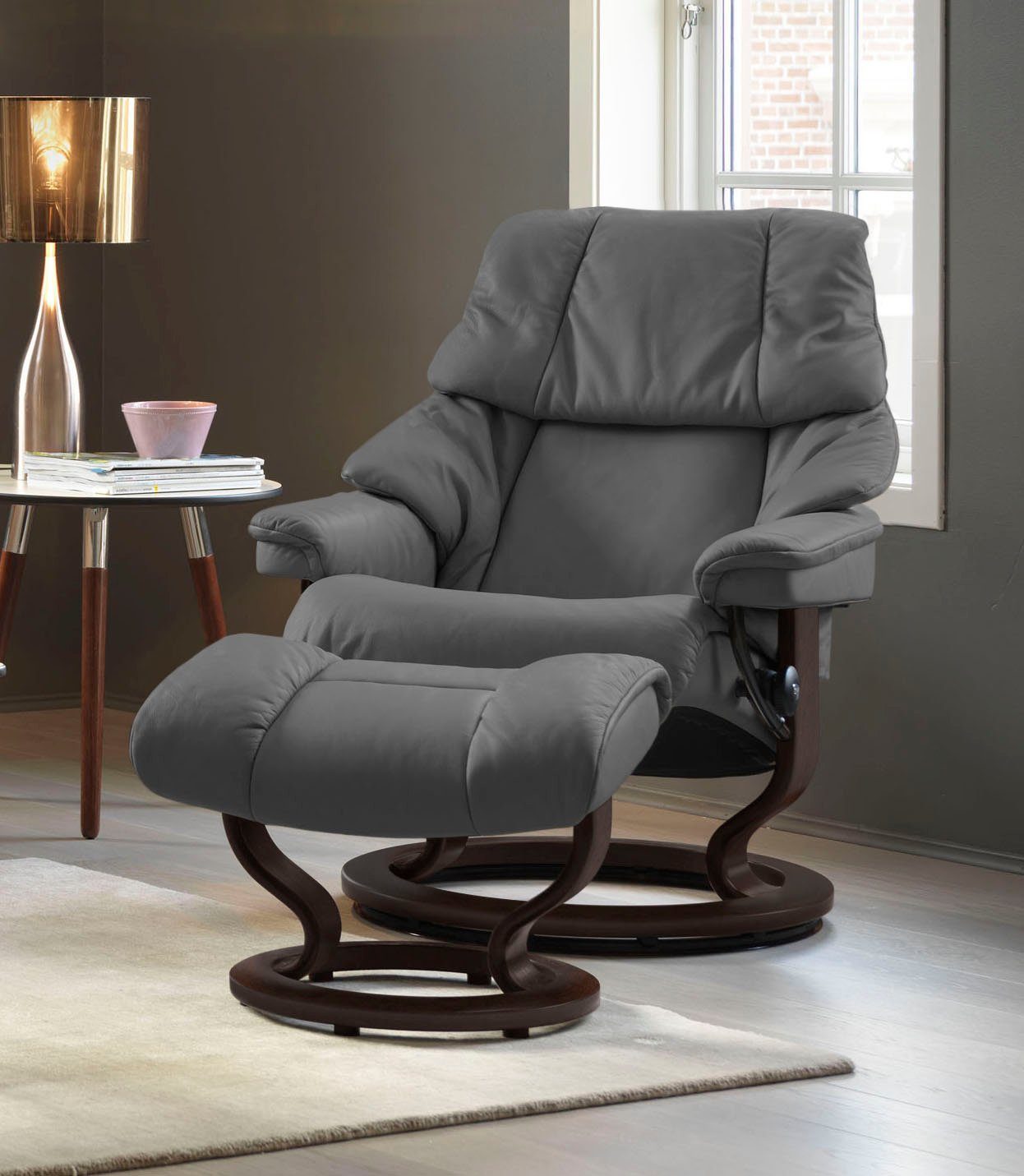 Stressless® Relaxsessel Reno (Set, Relaxsessel mit Табуретки), mit Табуретки, mit Classic Base, Размер S, M & L, Gestell Braun