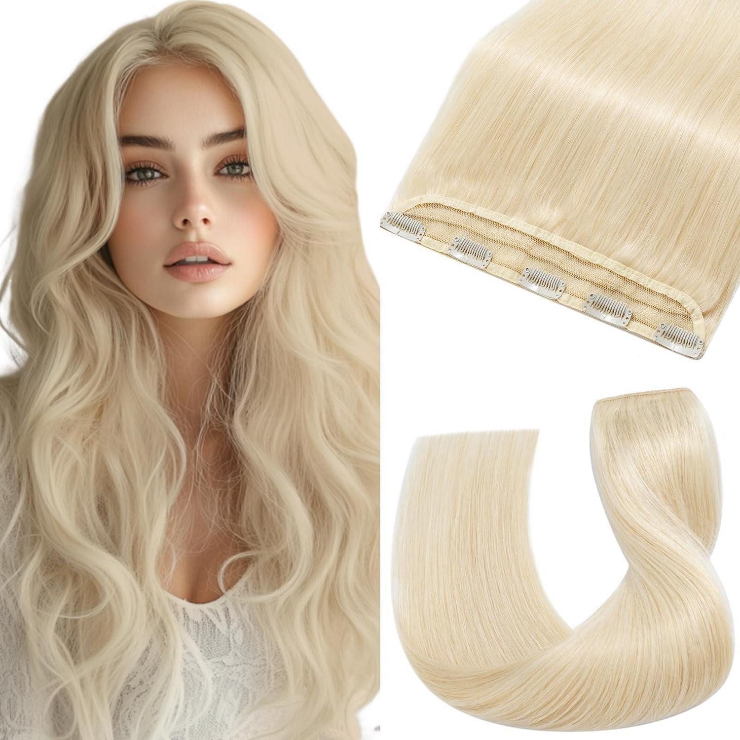 Echthaar-Extension Clip in Extensions Echthaar blond 30cm