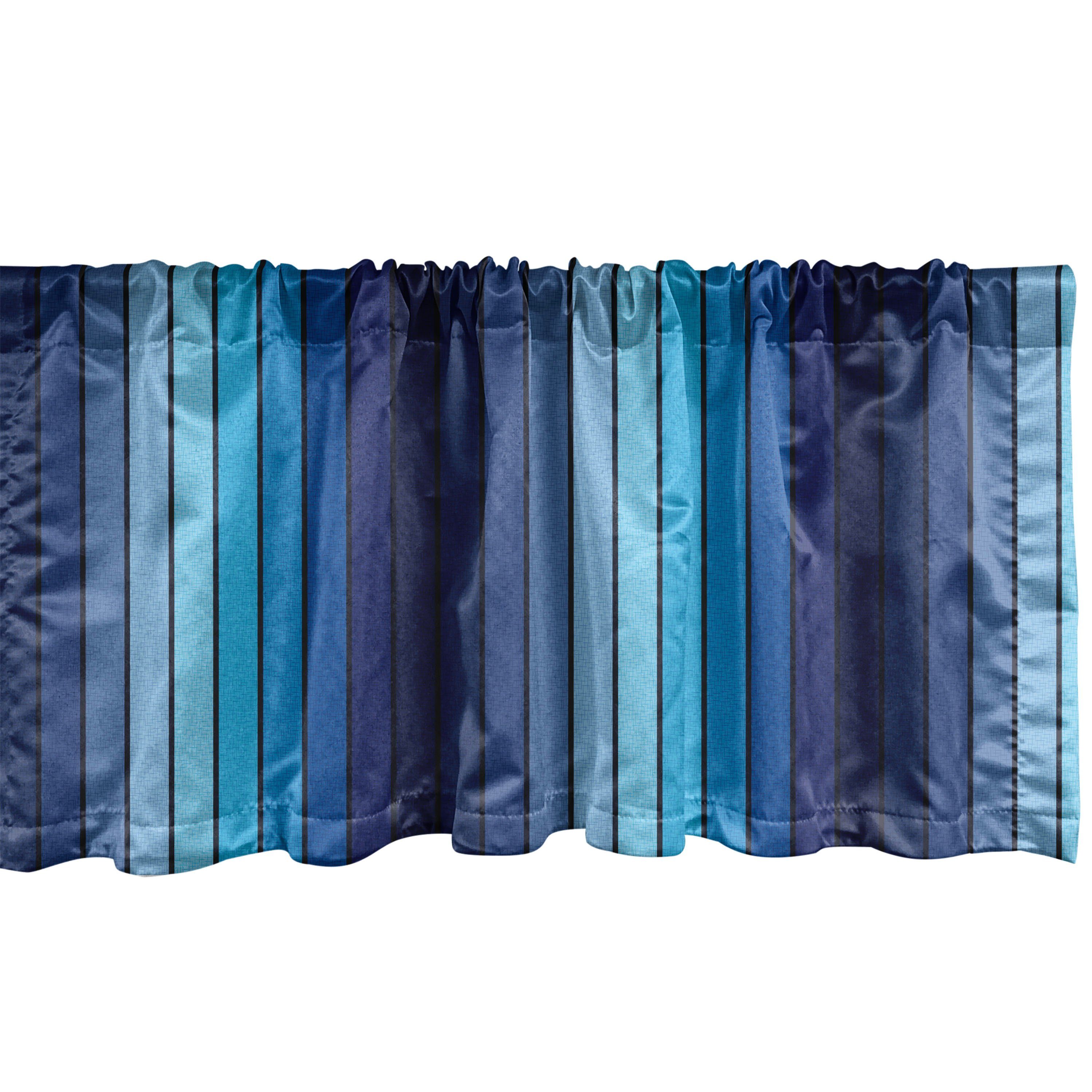 Scheibengardine Vorhang Volant für Küche Schlafzimmer Dekor mit Stangentasche, Abakuhaus, Microfaser, Marine Plaketten in Blue Borders