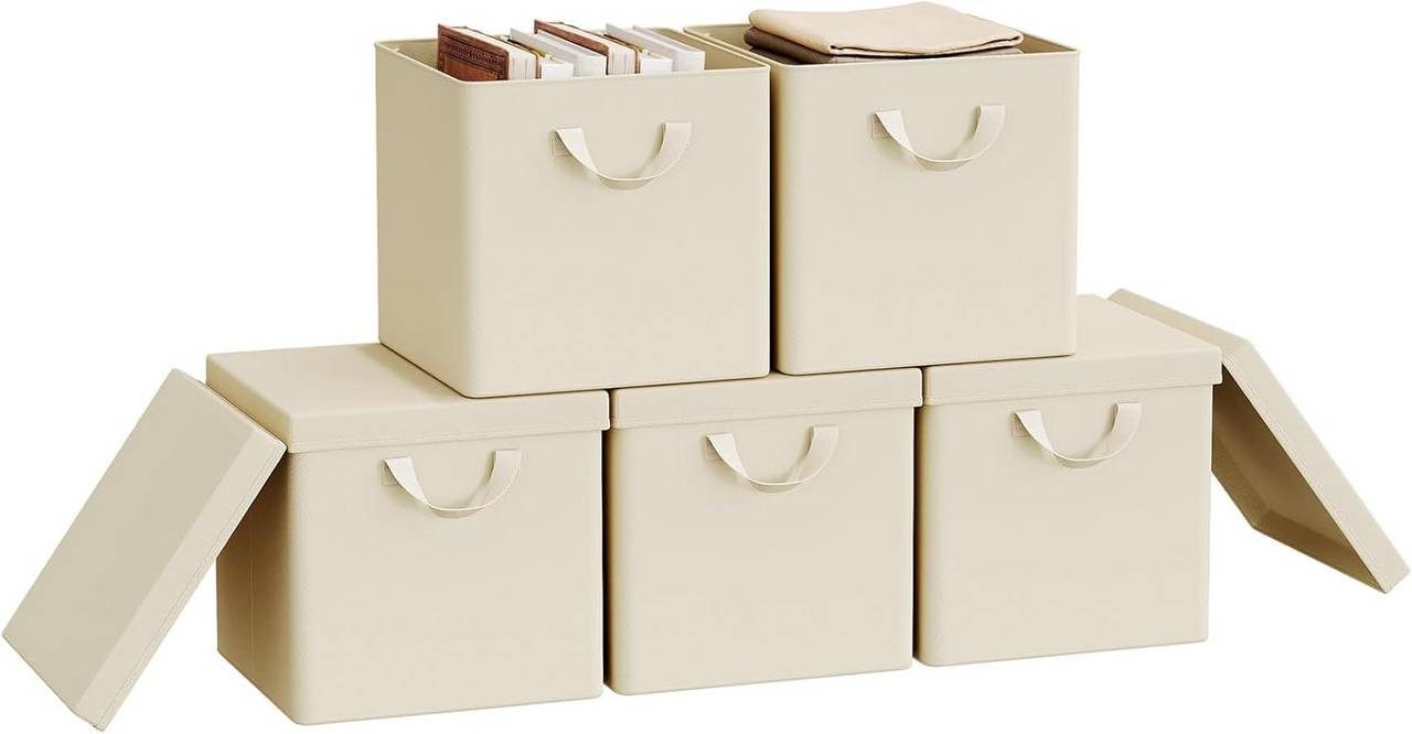 Woltu Aufbewahrungsbox (5 St), faltbare Stoffboxen 5 Stück, mit Griffen Metallrahmen