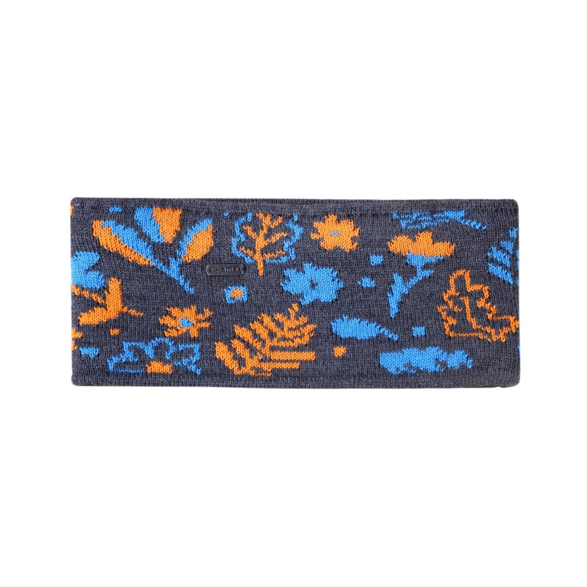 Stirnband C51 (Merinowolle) - graphitgrau/orange/blau - 1 Stück