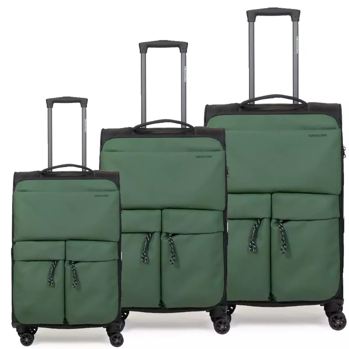 NEWCOM Trolleyset Design Kofferset Stoffkoffer/ Weichschalenkoffer Set, 4 Rollen, (Größen L/M/XS, 3 tlg., Grün Erweiterbarer Reisekoffer), …