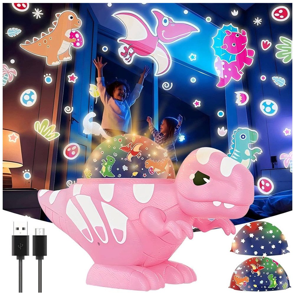 QUBEBU LED Nachtlicht Dinosaurier Sternenhimmel Projektor Kinder 3-in-1 Nachtlicht 16 Farben, 16 Lichtmodi, LED fest integriert, Drei Themenmodi: Dinosaurierwelt, Sternenwelt und Nachtlicht., Kinderzimmer, Schlafzimmer, Birthday geschenke, Weihnachtsdekoration