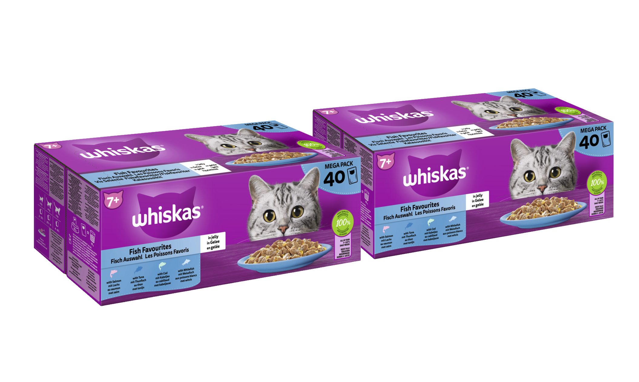 Whiskas WHISKAS® Katzenfutter Nassfutter Fisch Auswahl in Gelee 2 x 40 x 85g, Nassfutter für: Katze