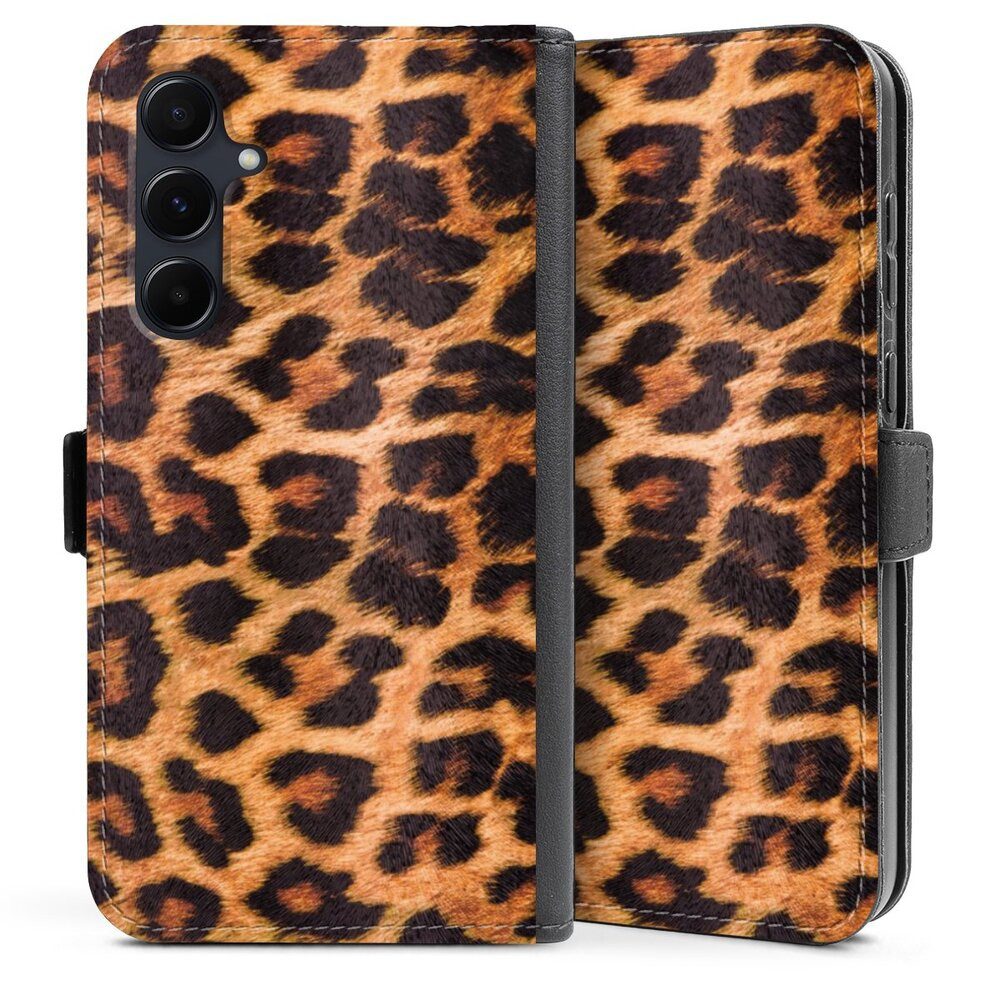 DeinDesign Handyhülle Leopard Fell Animalprint Leo Print, Samsung Galaxy A35 5G Hülle Handy Flip Case Wallet Cover