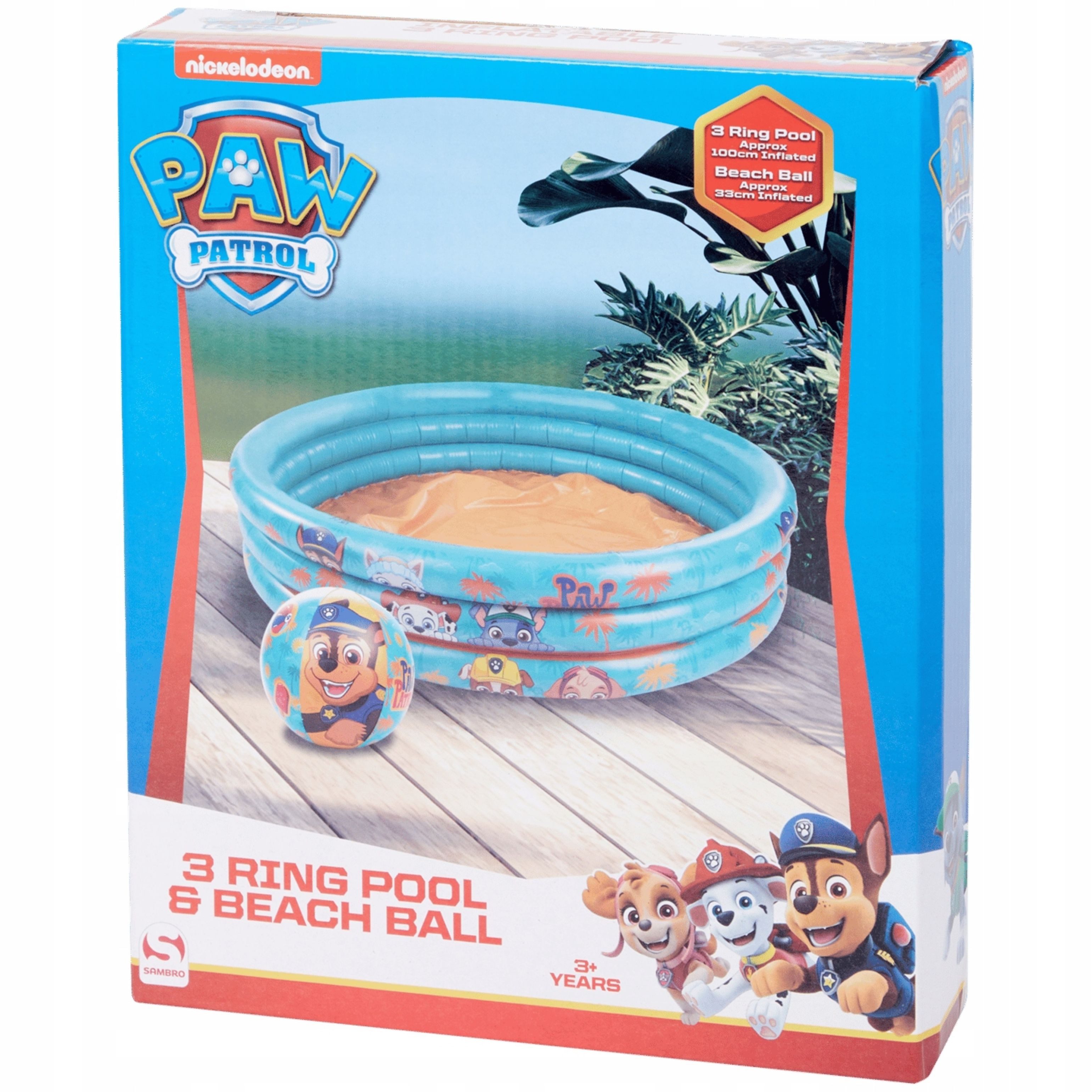 PAW PATROL Pool Sambro Kinderpool + Ball Paw Patrol Chase 100x33cm aufblasbar (1-tlg)