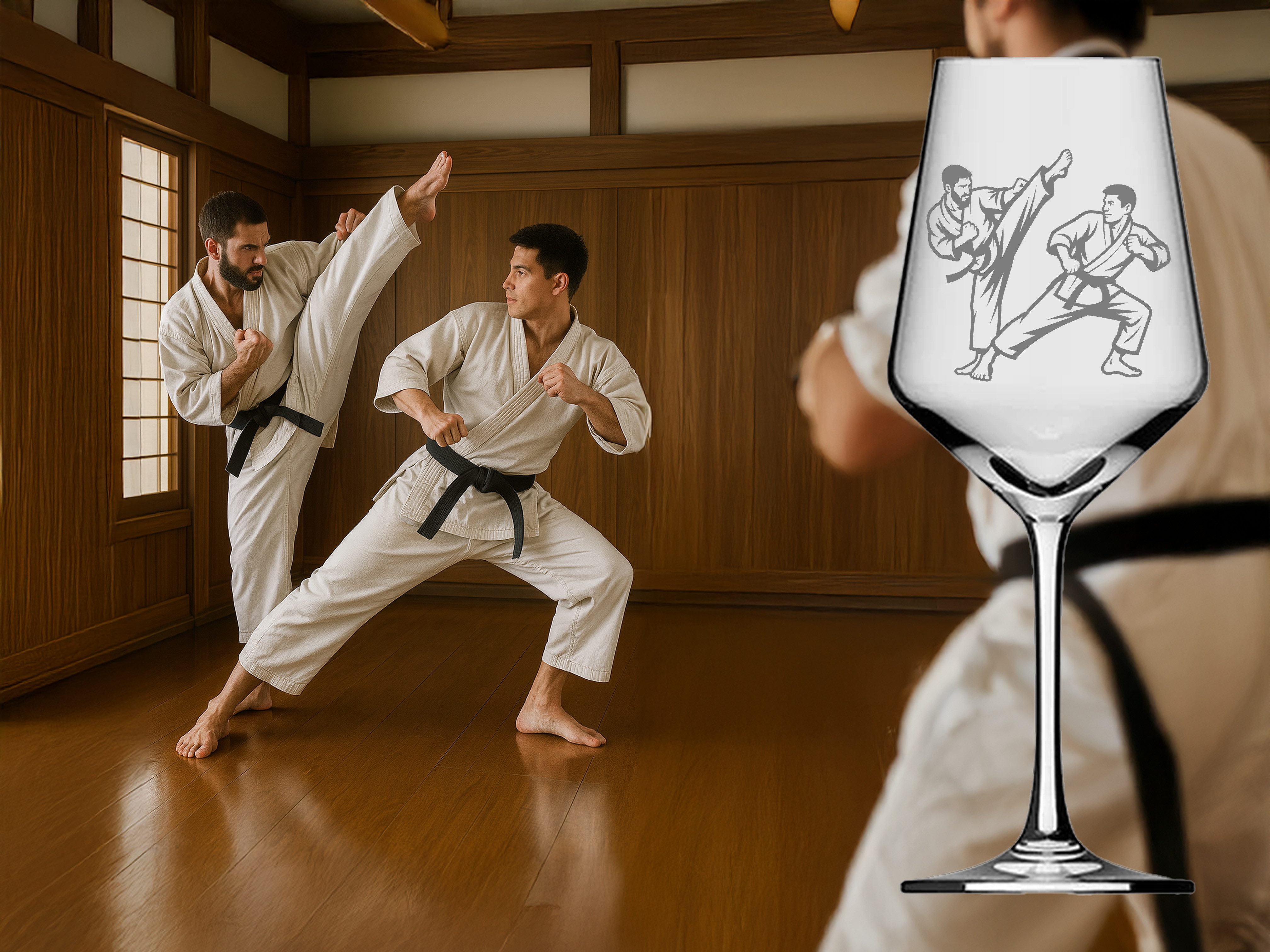 eXODA Weinglas Weinglas Gravur Kampfsport - 350ml absolut spülmaschinenfest, 1-tlg., Glas, Atemberaubende Darstellung